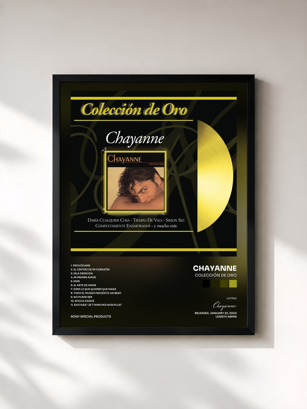 #noir Tableau de l'album Colección De Oro de Chayanne, cadre noir, imprimé et encadré en France