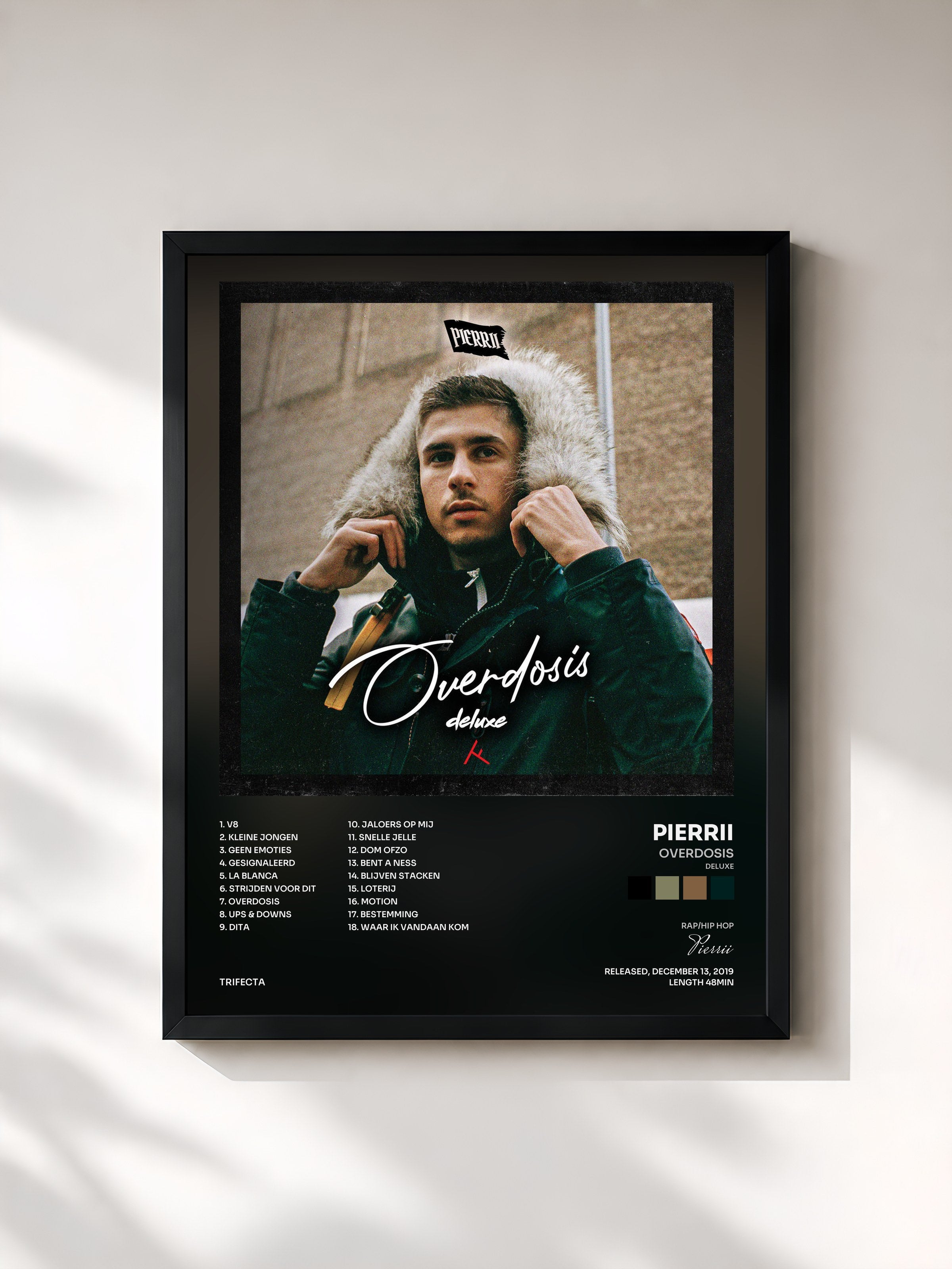 #noir Tableau de l'album Overdosis (Deluxe) de Pierrii, cadre noir, imprimé et encadré en France