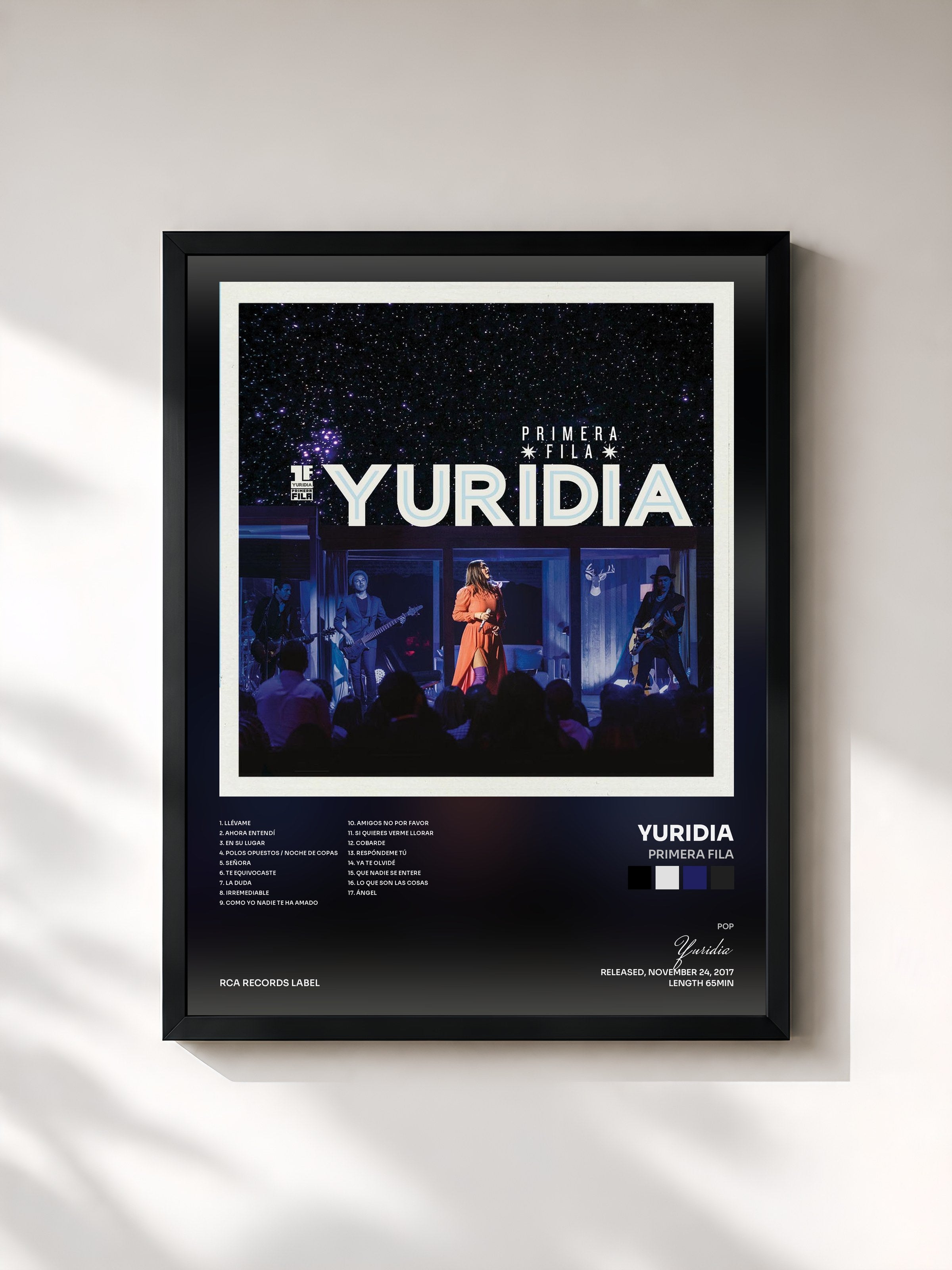 #noir Tableau de l'album Primera Fila de Yuridia, cadre noir, imprimé et encadré en France