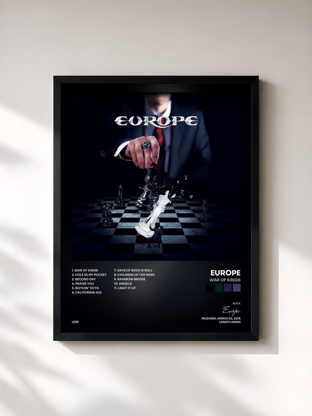 #noir Tableau de l'album War Of Kings de Europe, cadre noir, imprimé et encadré en France