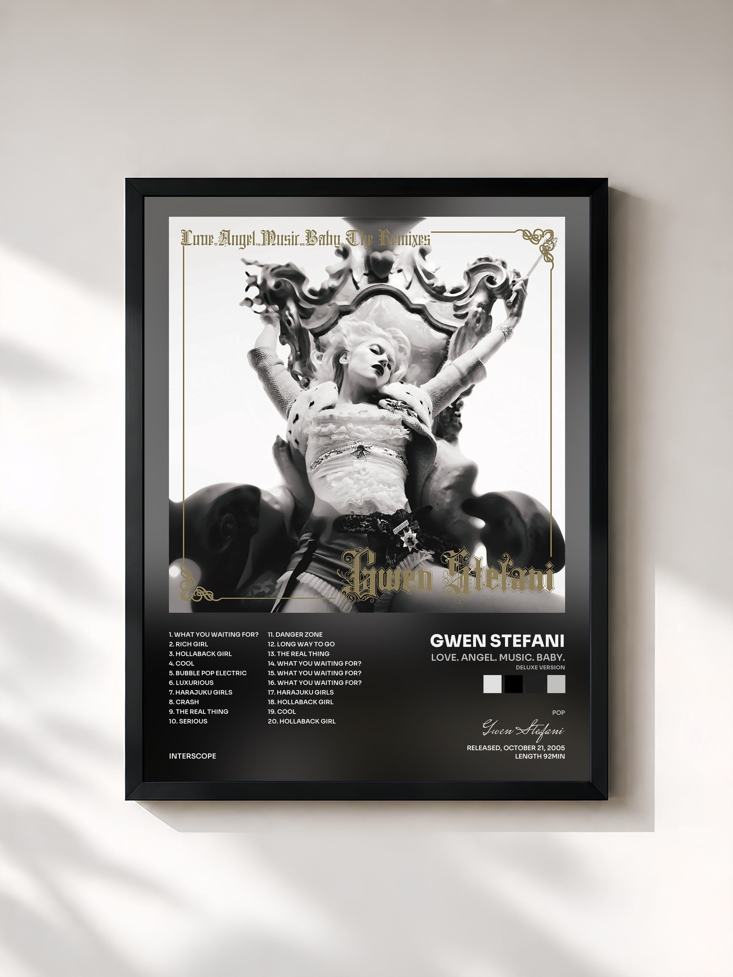 #noir Tableau de l'album Love. Angel. Music. Baby. (Deluxe Version) de Gwen Stefani, cadre noir, imprimé et encadré en France