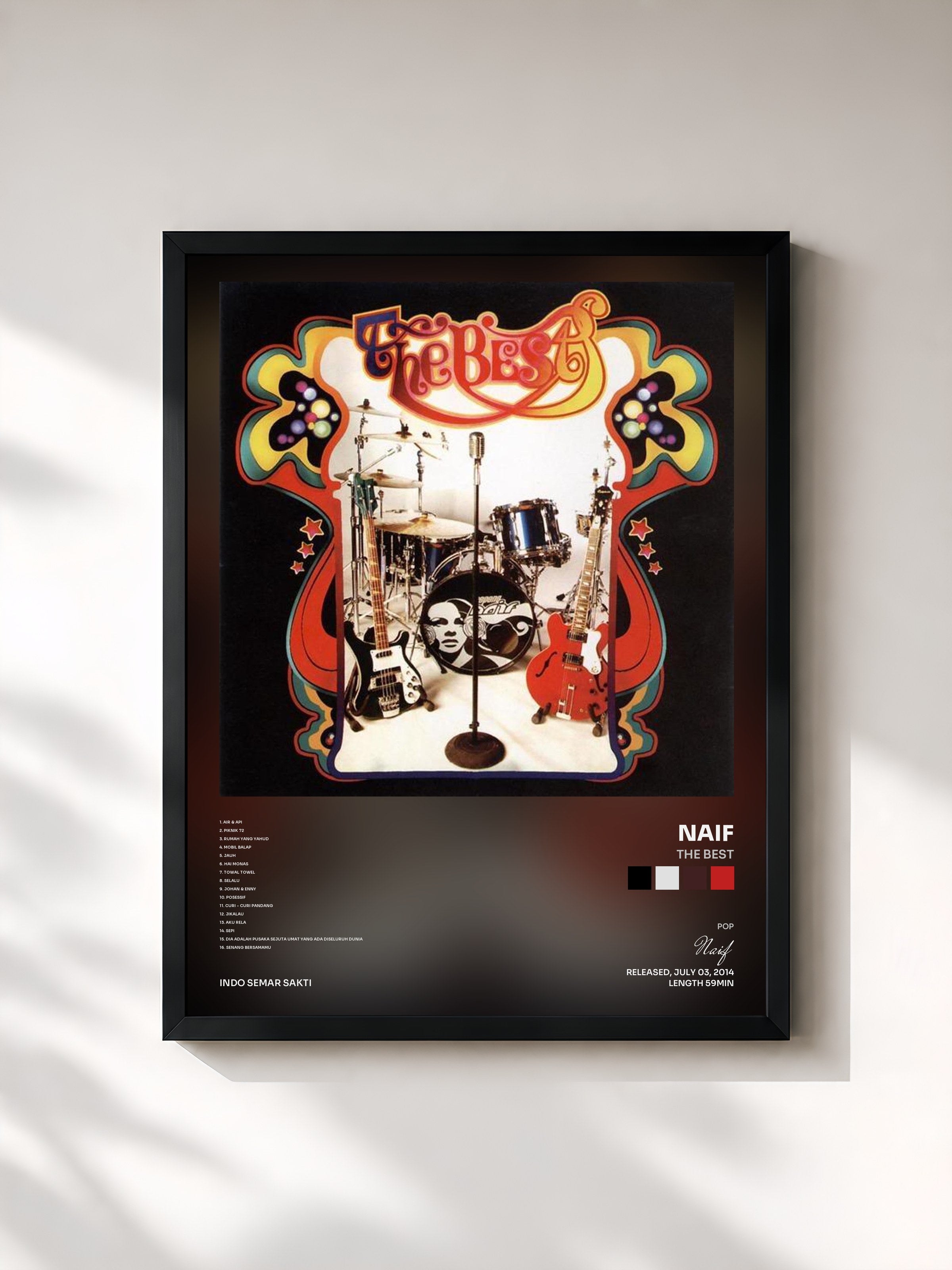 #noir Tableau de l'album The Best de Naif, cadre noir, imprimé et encadré en France