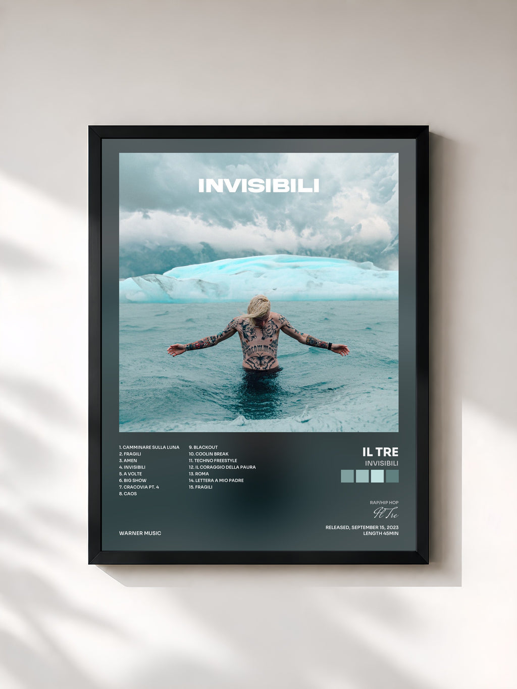 #noir Tableau de l'album INVISIBILI de Il Tre, cadre noir, imprimé et encadré en France