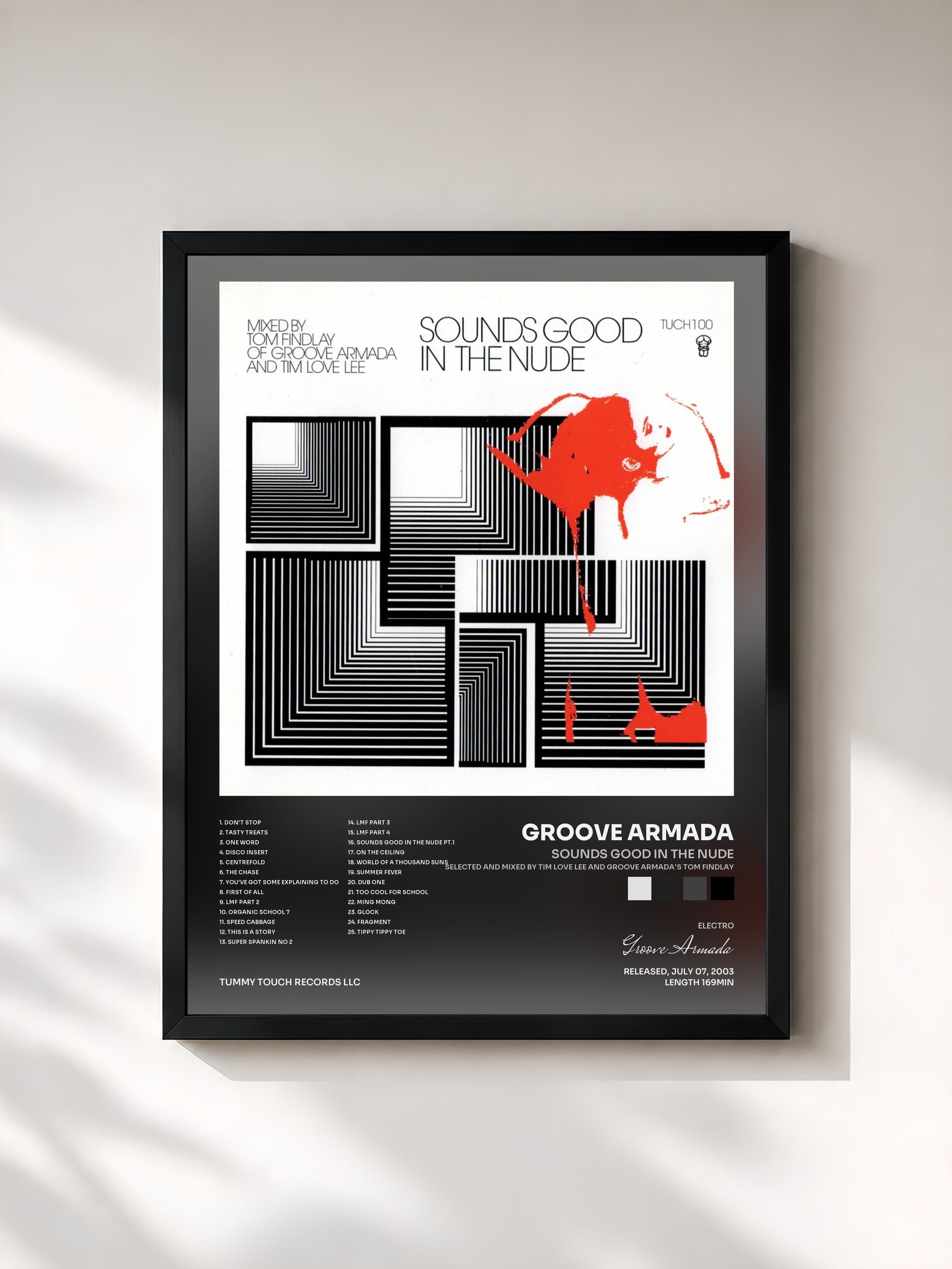 #noir Tableau de l'album Sounds Good In The Nude (Selected and Mixed by Tim Love Lee and Groove Armada's Tom Findlay) de Groove Armada, cadre noir, imprimé et encadré en France