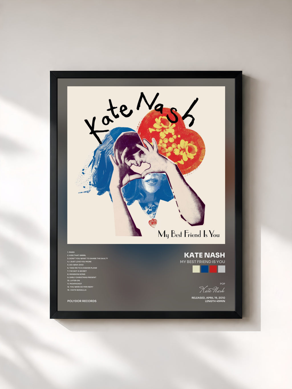 #noir Tableau de l'album My Best Friend Is You de Kate Nash, cadre noir, imprimé et encadré en France