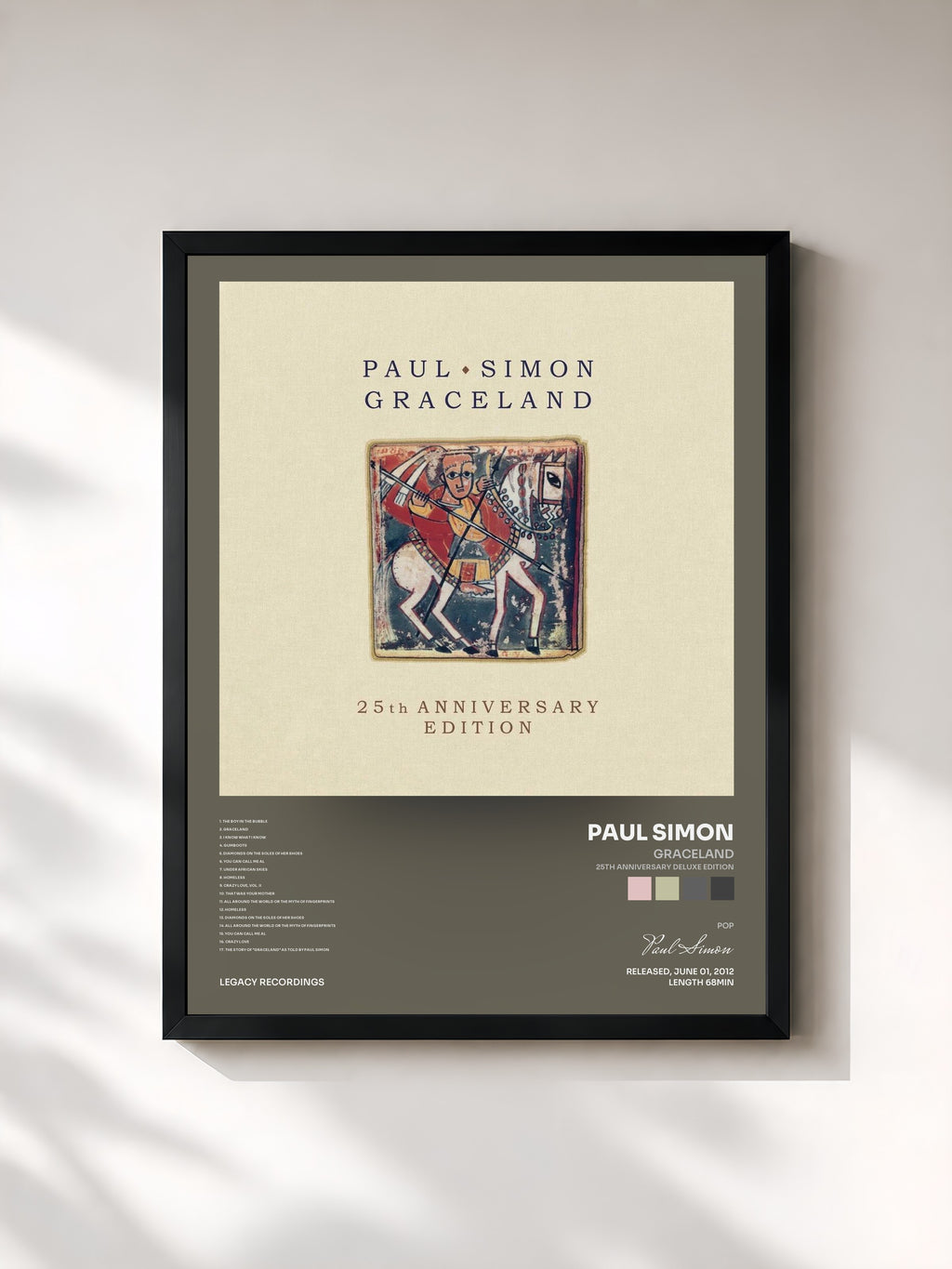 #noir Tableau de l'album Graceland (25th Anniversary Deluxe Edition) de Paul Simon, cadre noir, imprimé et encadré en France