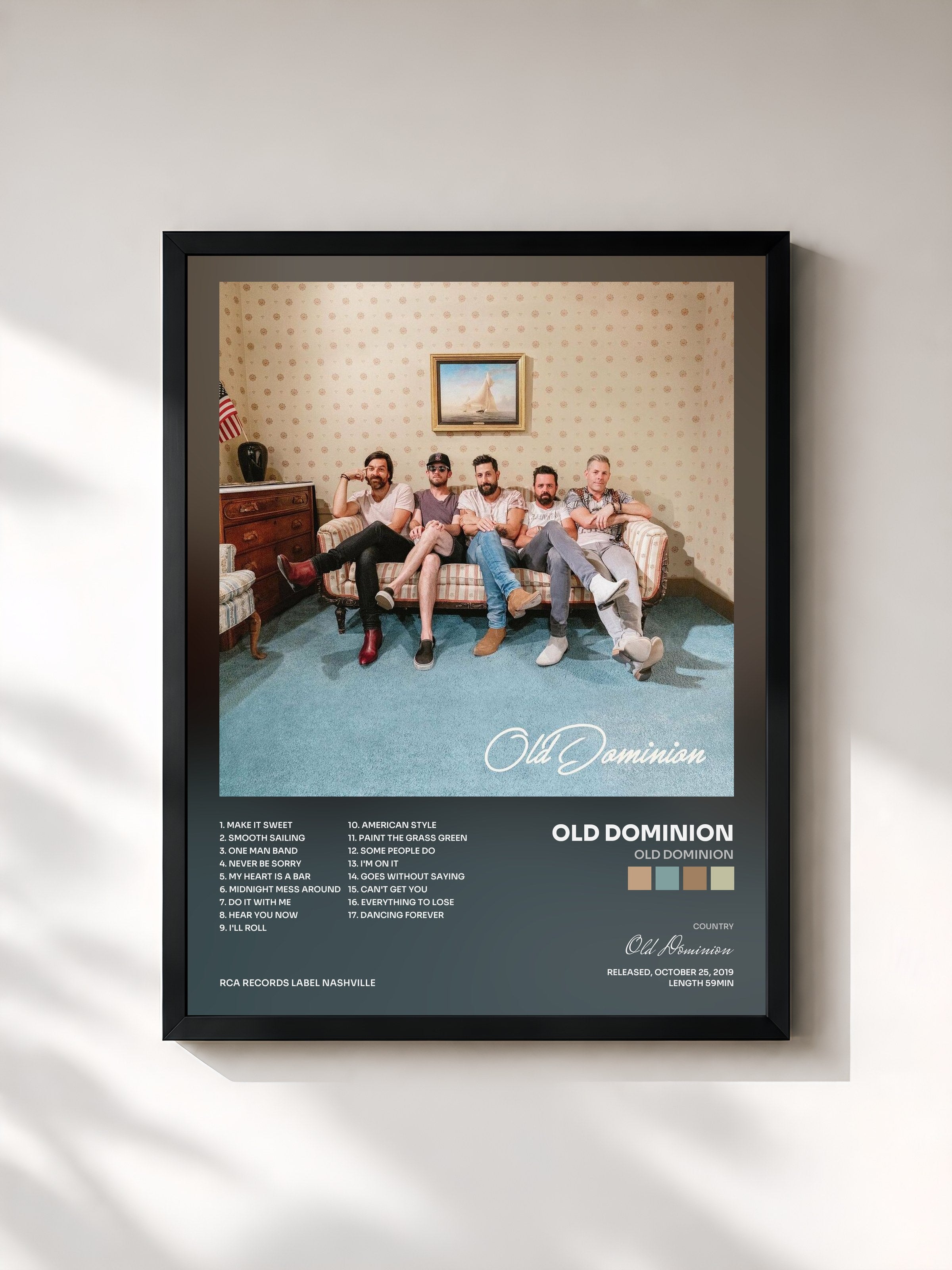 #noir Tableau de l'album Old Dominion de Old Dominion, cadre noir, imprimé et encadré en France