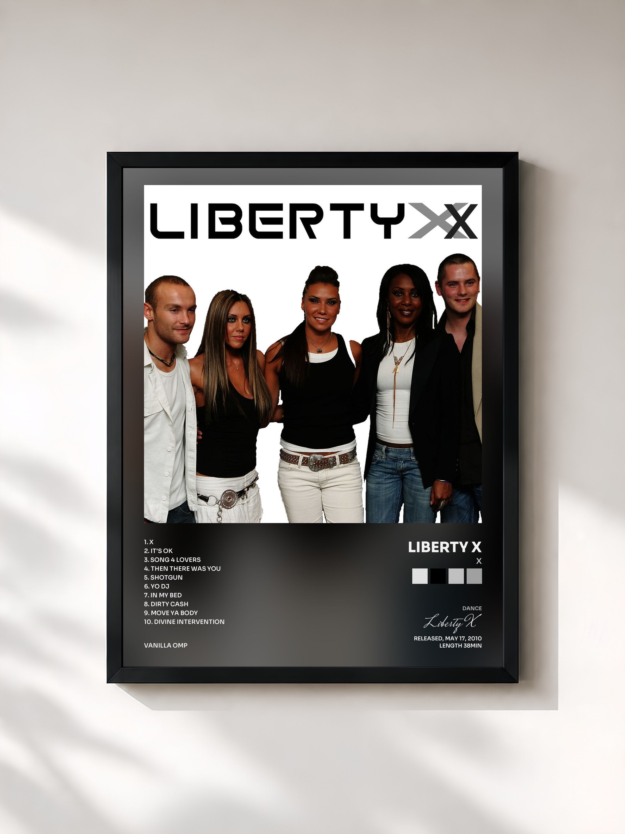 #noir Tableau de l'album X de Liberty X, cadre noir, imprimé et encadré en France