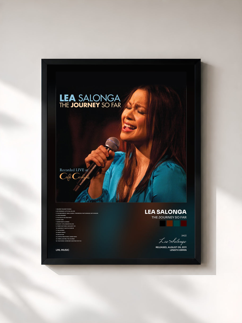 #noir Tableau de l'album The Journey so Far de Lea Salonga, cadre noir, imprimé et encadré en France