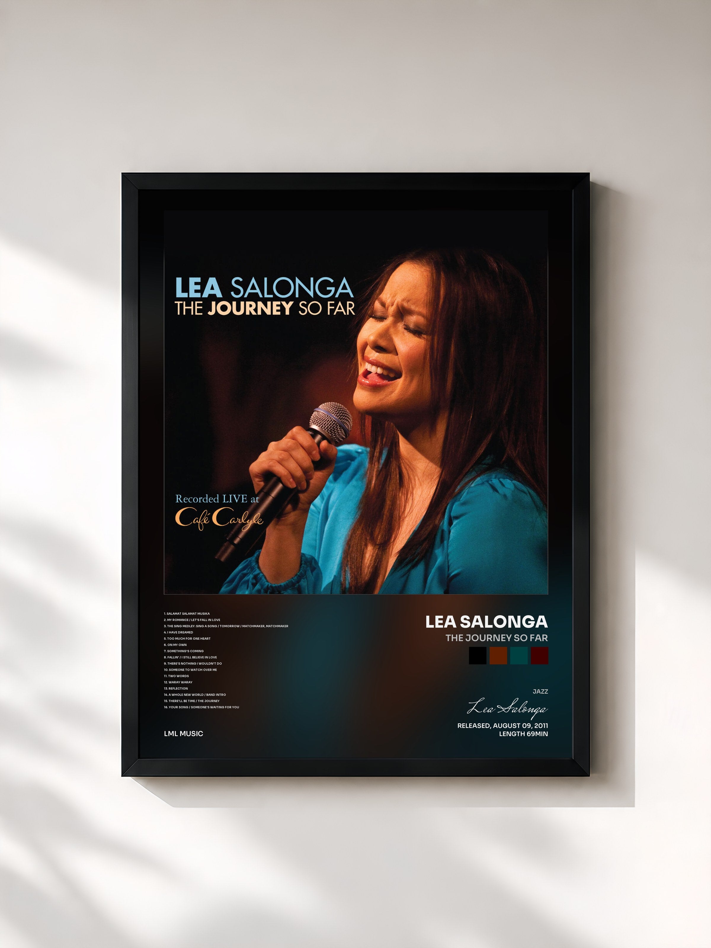 #noir Tableau de l'album The Journey so Far de Lea Salonga, cadre noir, imprimé et encadré en France