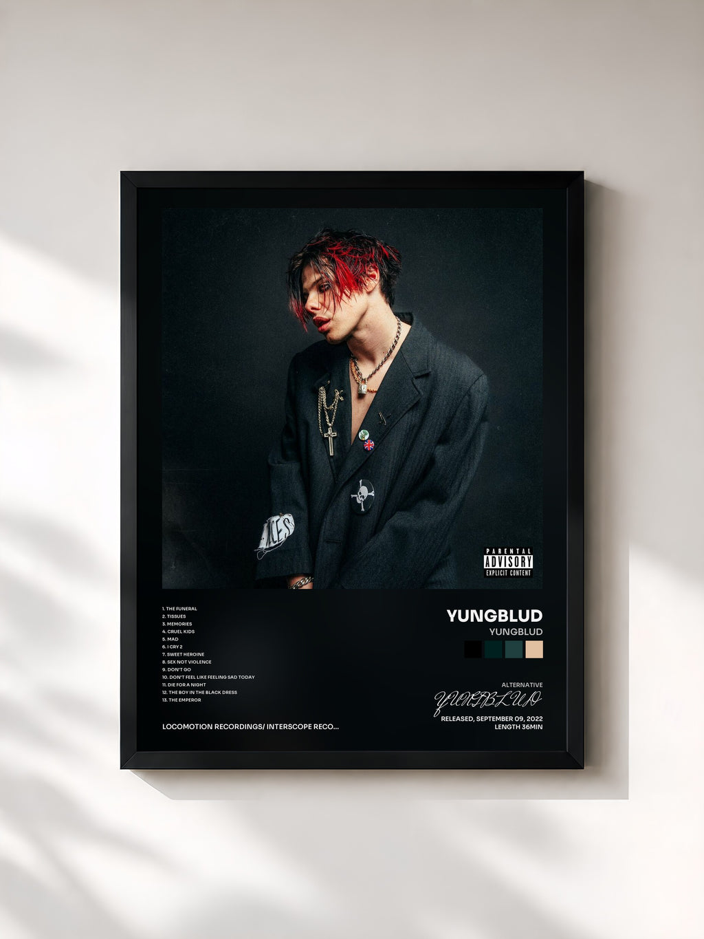 #noir Tableau de l'album YUNGBLUD de YUNGBLUD, cadre noir, imprimé et encadré en France