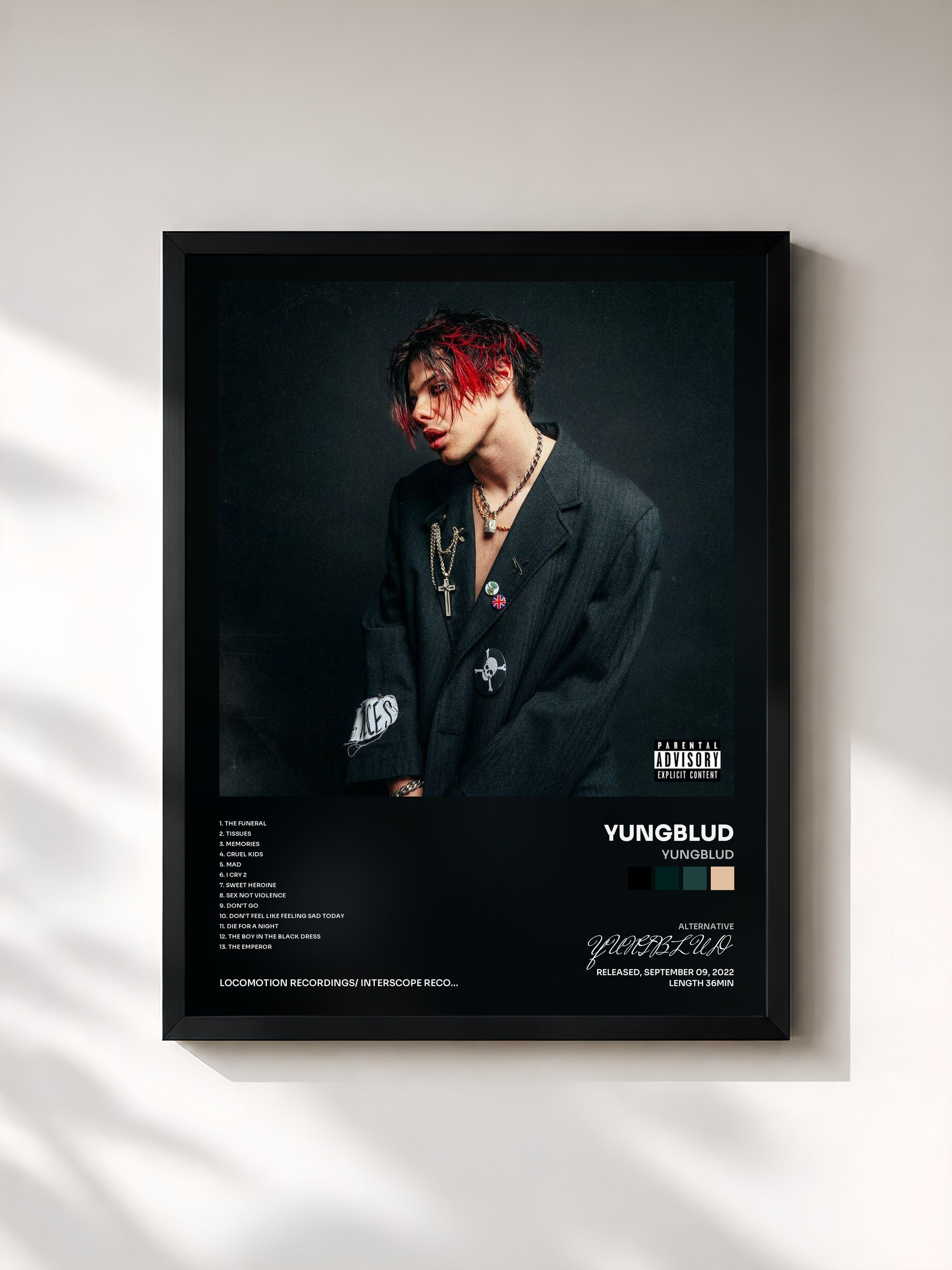 #noir Tableau de l'album YUNGBLUD de YUNGBLUD, cadre noir, imprimé et encadré en France