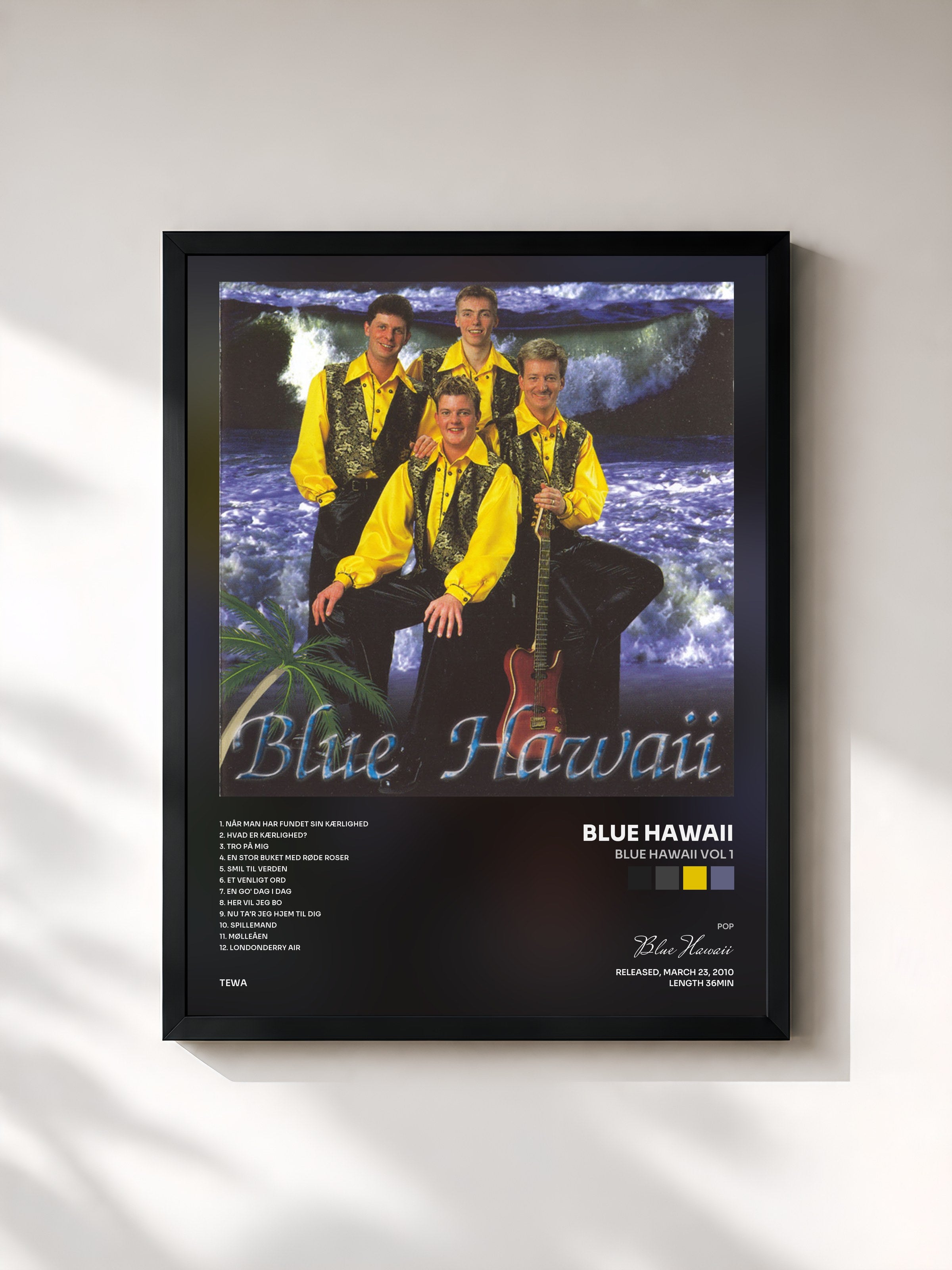 #noir Tableau de l'album Blue Hawaii Vol 1 de Blue Hawaii, cadre noir, imprimé et encadré en France