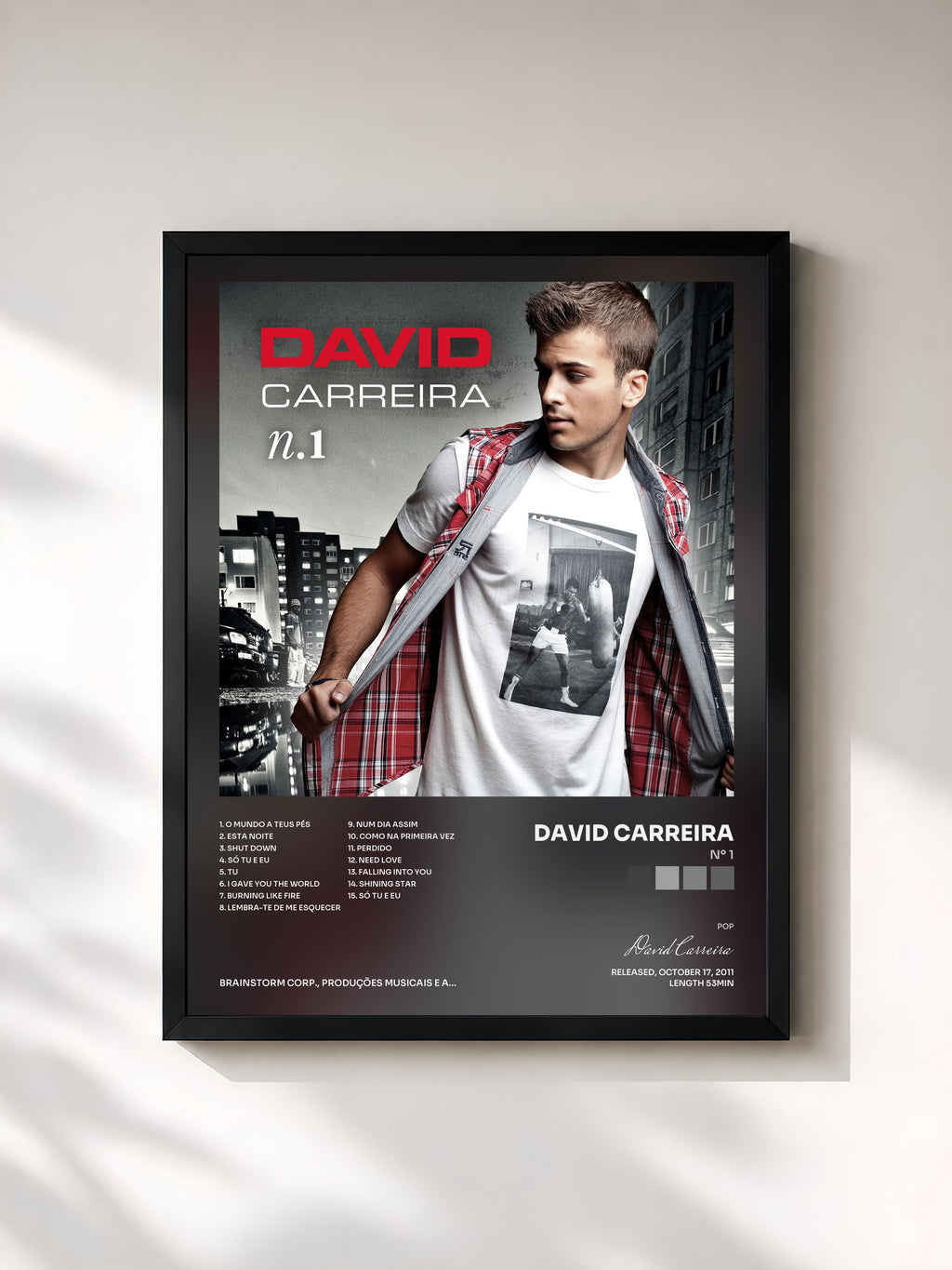 #noir Tableau de l'album Nº 1 de David Carreira, cadre noir, imprimé et encadré en France