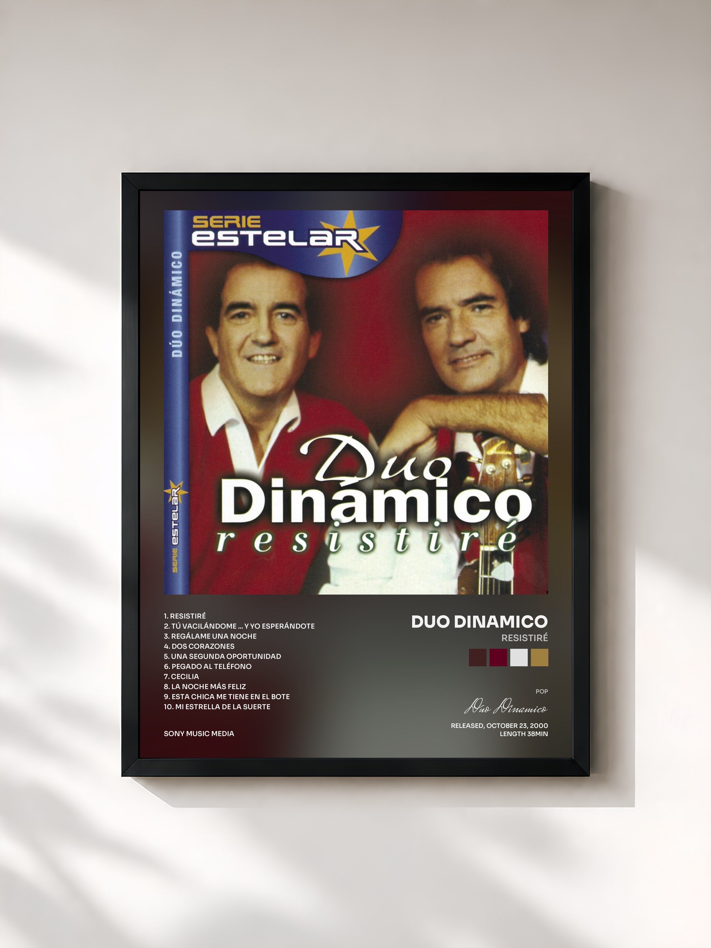 #noir Tableau de l'album Resistiré de Duo Dinamico, cadre noir, imprimé et encadré en France
