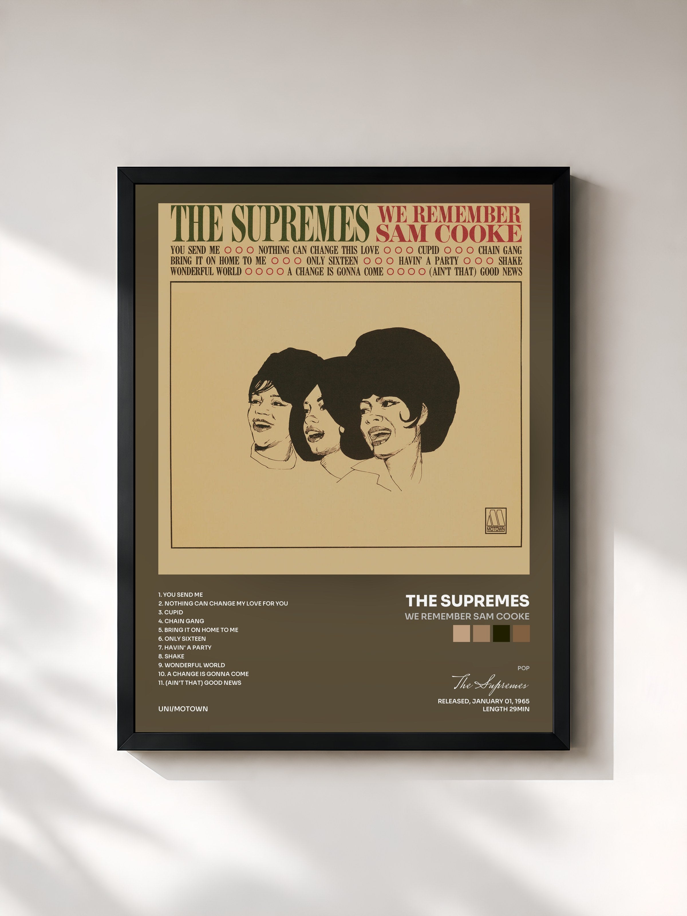 #noir Tableau de l'album We Remember Sam Cooke de The Supremes, cadre noir, imprimé et encadré en France