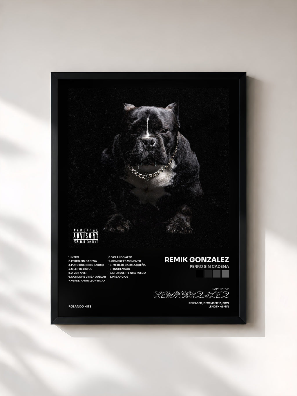 #noir Tableau de l'album Perro Sin Cadena de REMIK GONZALEZ, cadre noir, imprimé et encadré en France