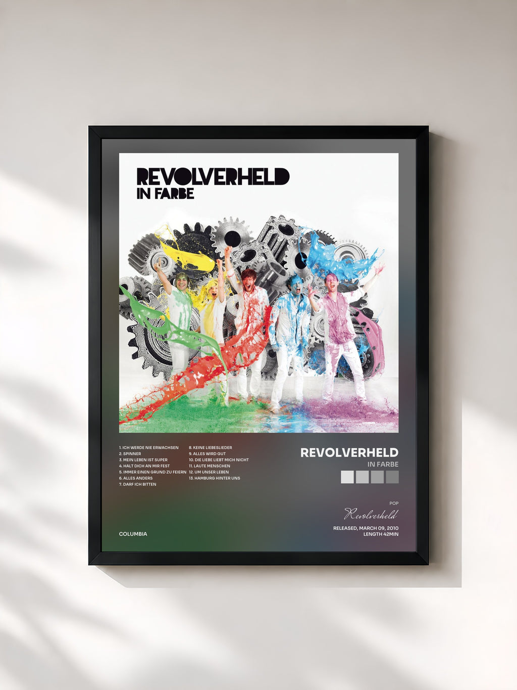 #noir Tableau de l'album In Farbe de Revolverheld, cadre noir, imprimé et encadré en France