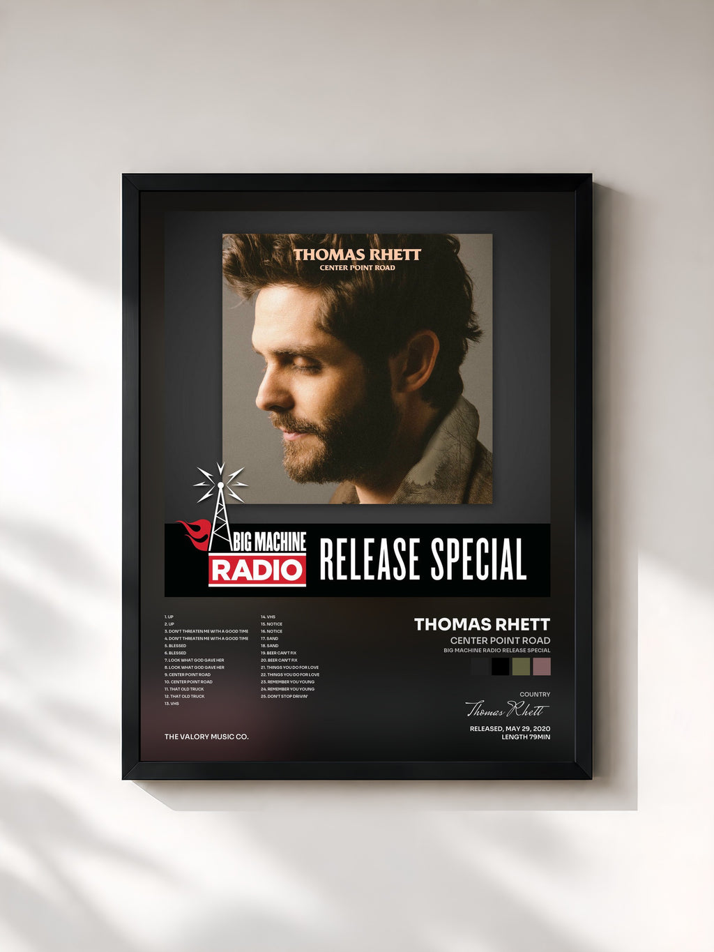 #noir Tableau de l'album Center Point Road (Big Machine Radio Release Special) de Thomas Rhett, cadre noir, imprimé et encadré en France