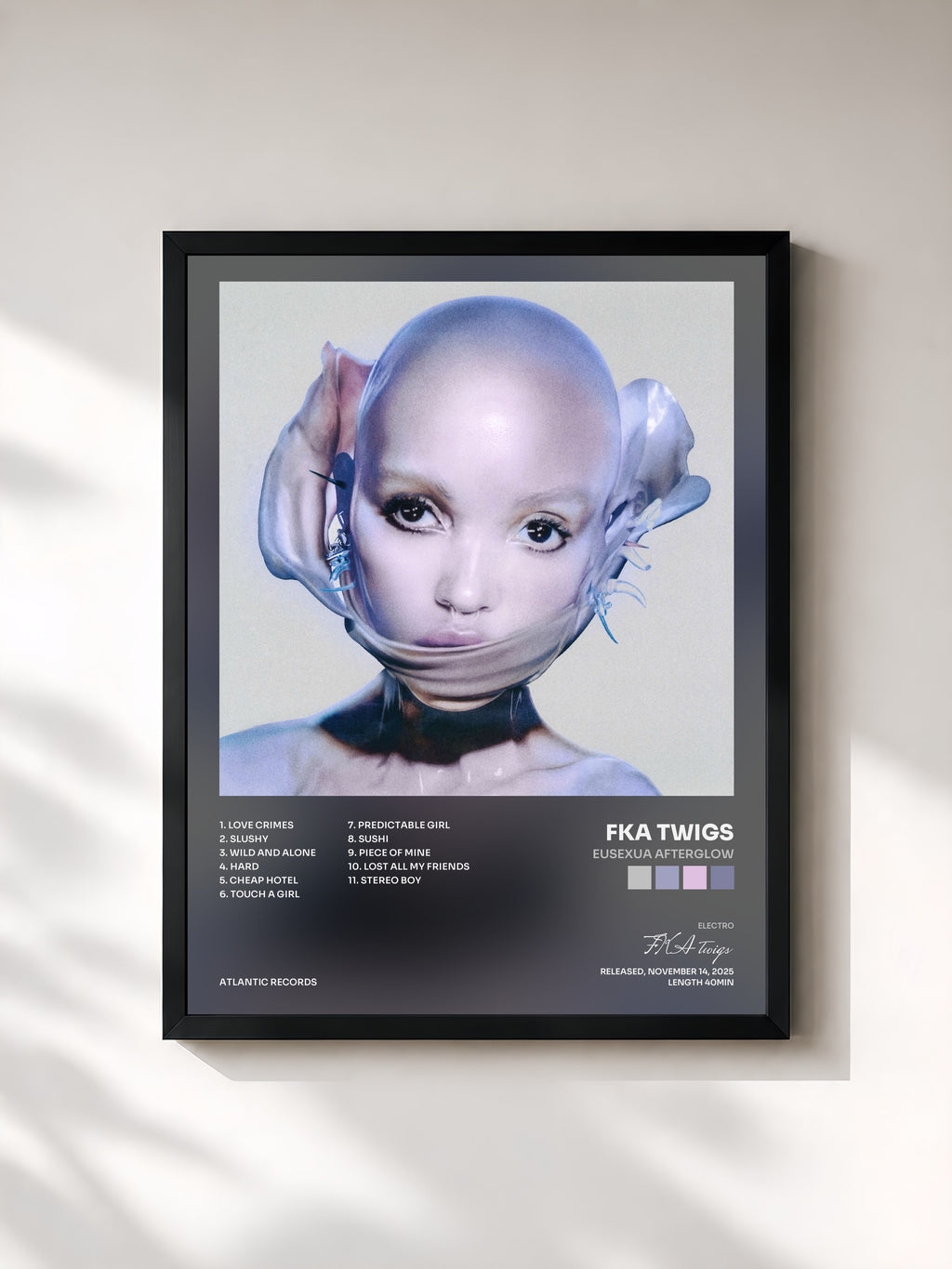 #noir Tableau de l'album EUSEXUA Afterglow de FKA twigs, cadre noir, imprimé et encadré en France