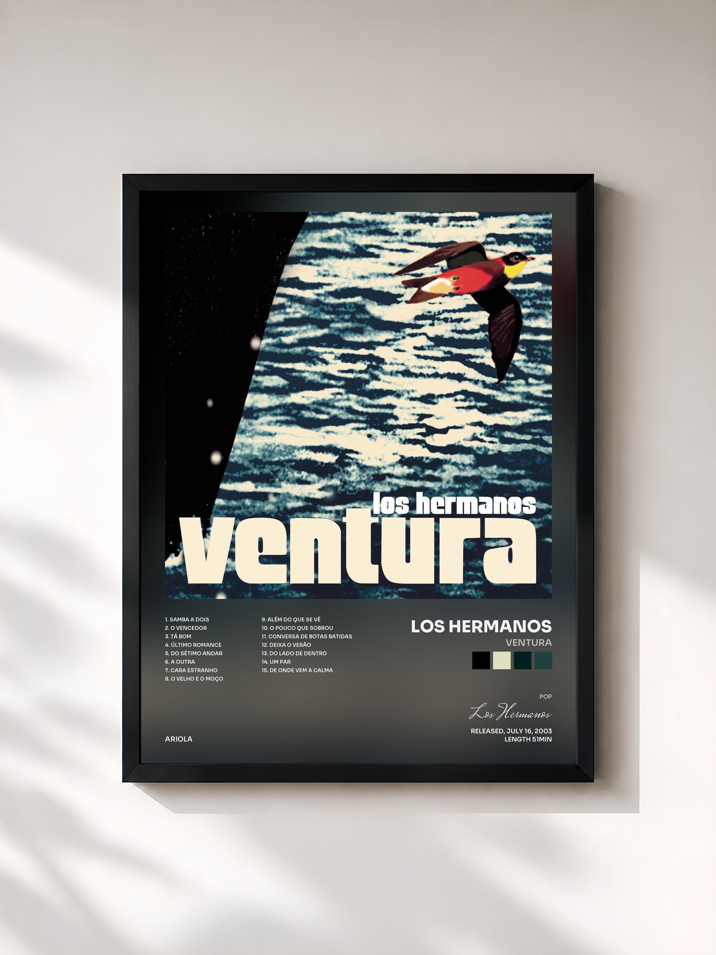 #noir Tableau de l'album Ventura de Los Hermanos, cadre noir, imprimé et encadré en France