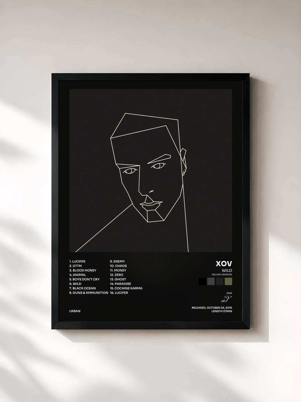 #noir Tableau de l'album Wild (Deluxe Version) de xoV, cadre noir, imprimé et encadré en France