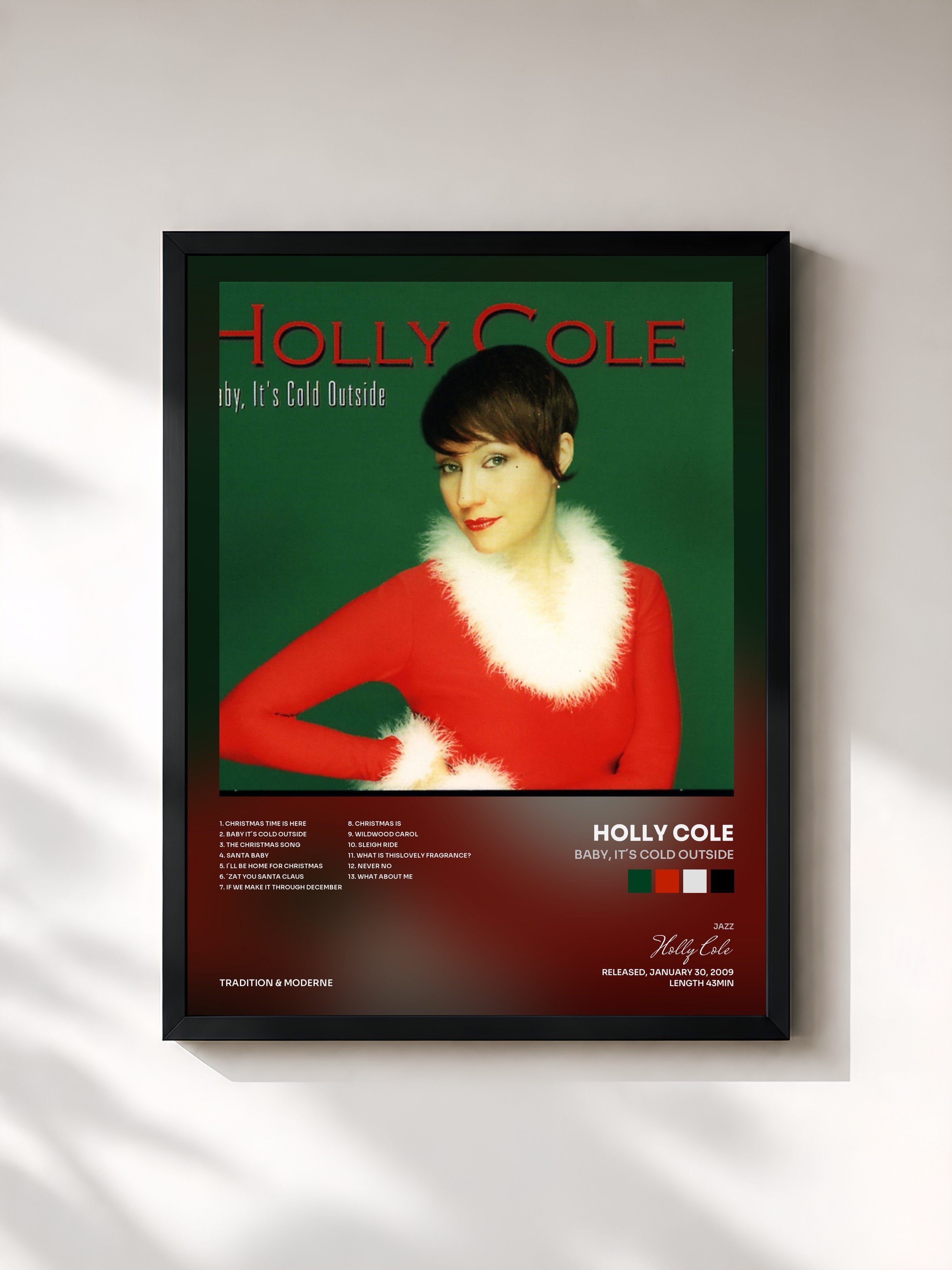 #noir Tableau de l'album Baby, It´s Cold Outside de Holly Cole, cadre noir, imprimé et encadré en France
