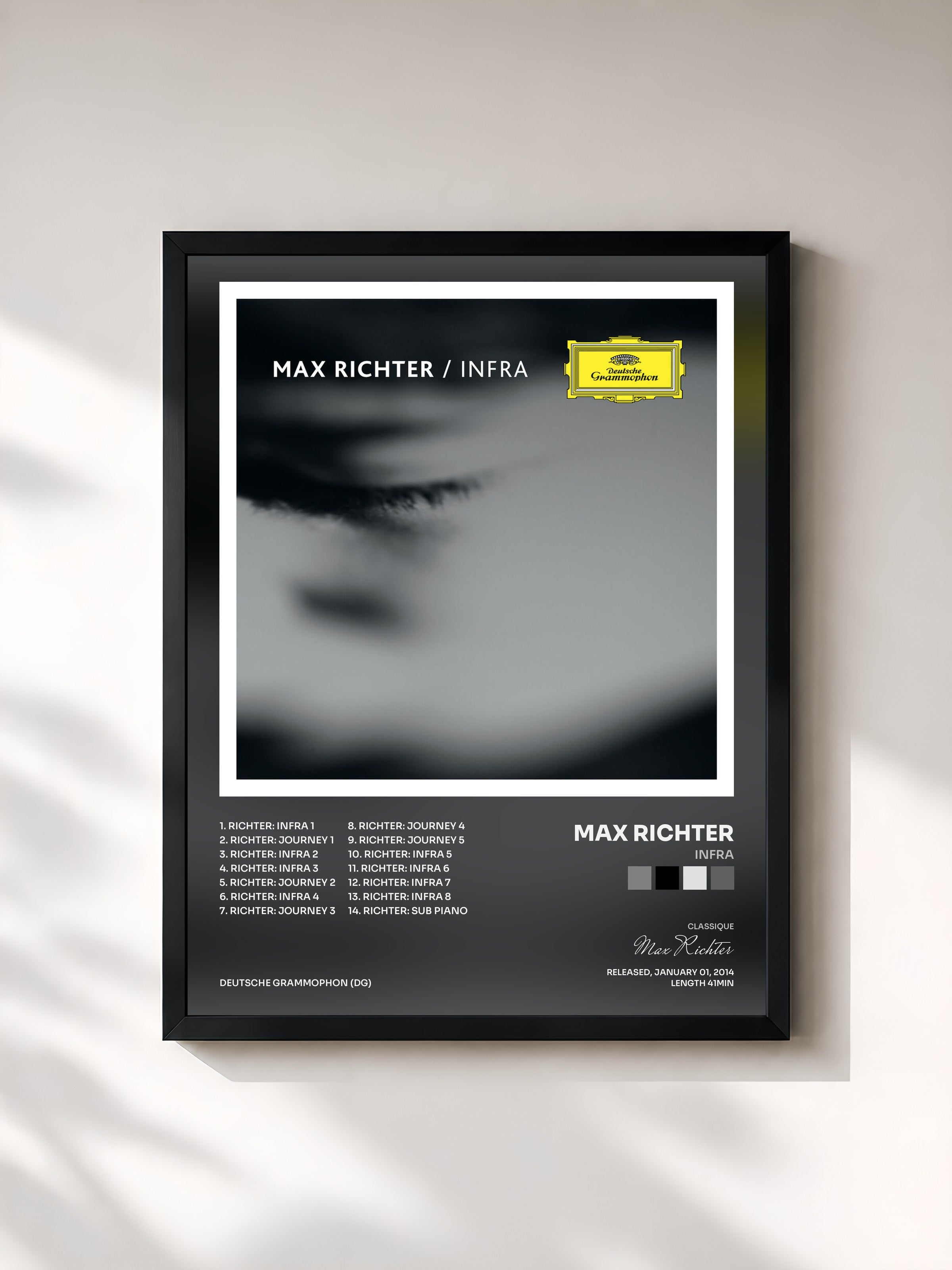 #noir Tableau de l'album Infra de Max Richter, cadre noir, imprimé et encadré en France