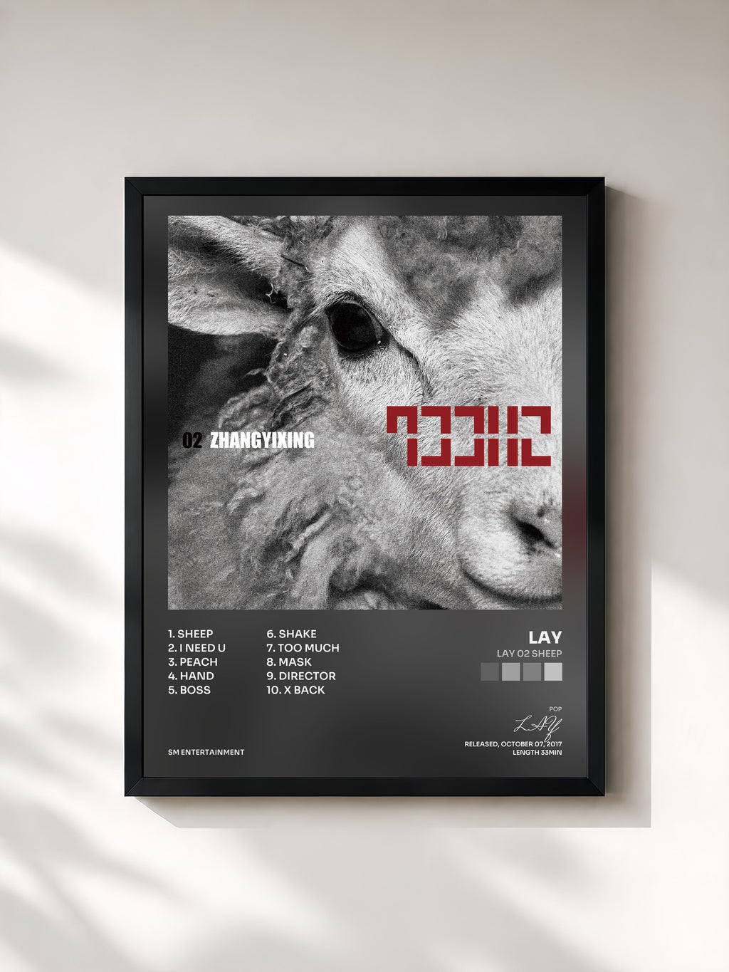#noir Tableau de l'album LAY 02 SHEEP de LAY, cadre noir, imprimé et encadré en France