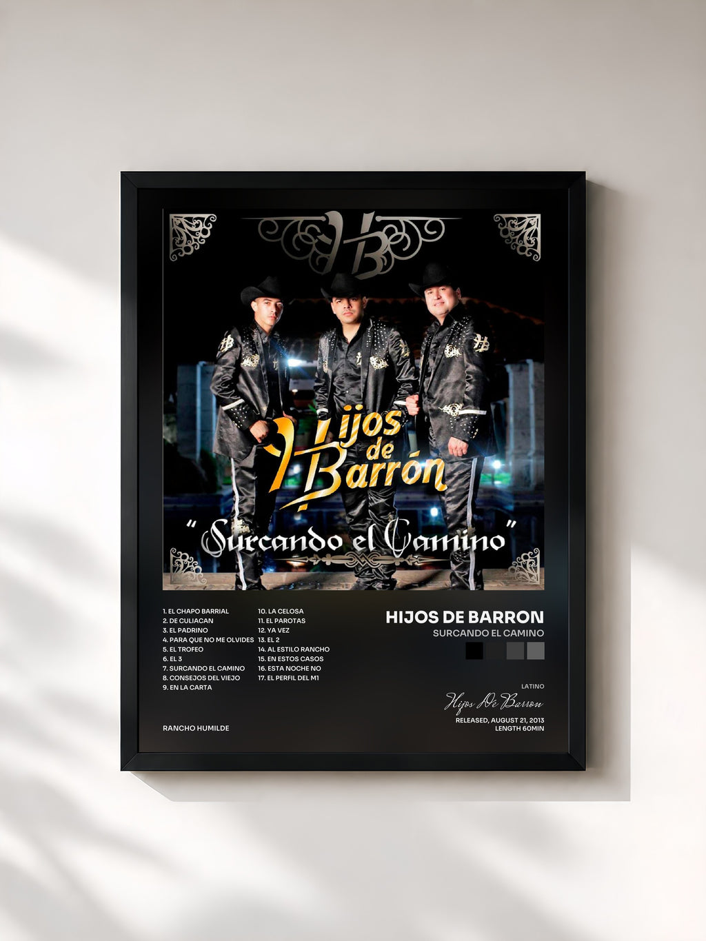 #noir Tableau de l'album Surcando El Camino de Hijos De Barron, cadre noir, imprimé et encadré en France