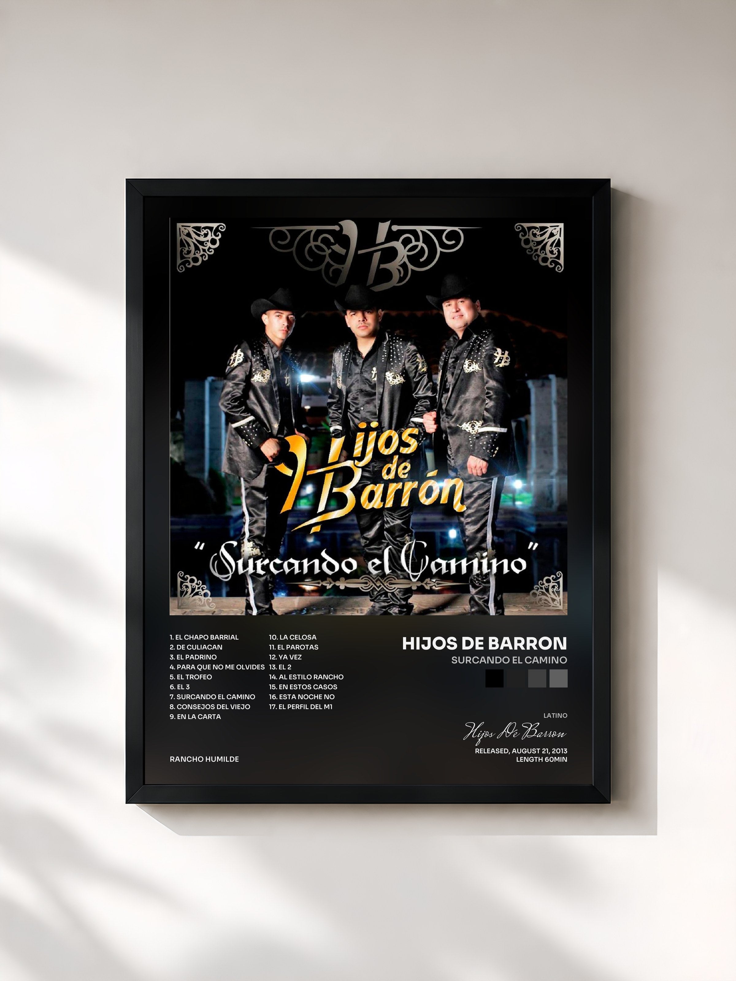 #noir Tableau de l'album Surcando El Camino de Hijos De Barron, cadre noir, imprimé et encadré en France