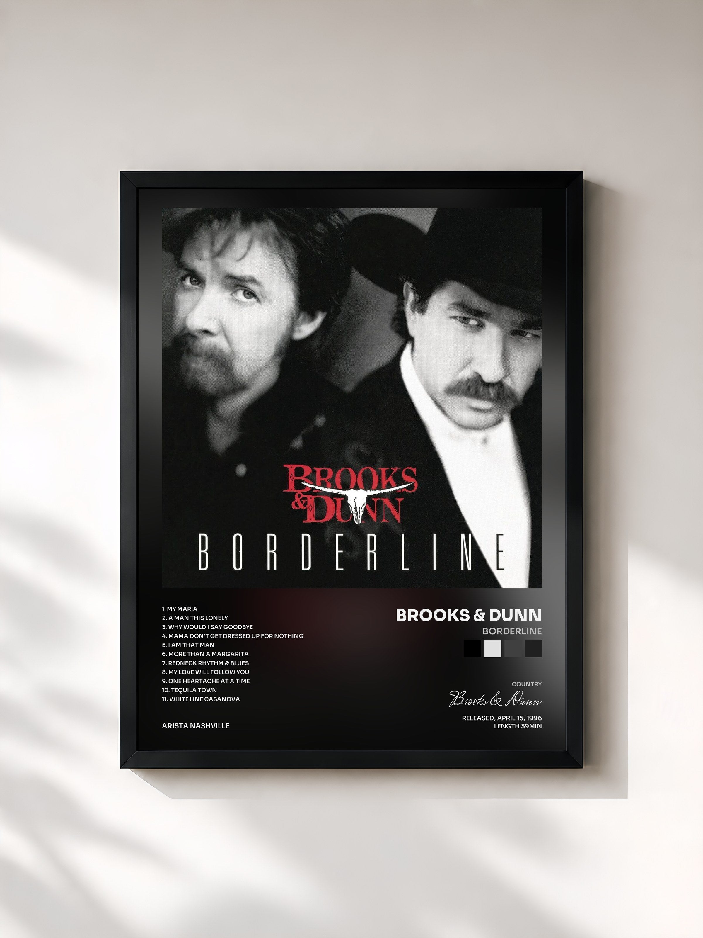 #noir Tableau de l'album Borderline de Brooks & Dunn, cadre noir, imprimé et encadré en France