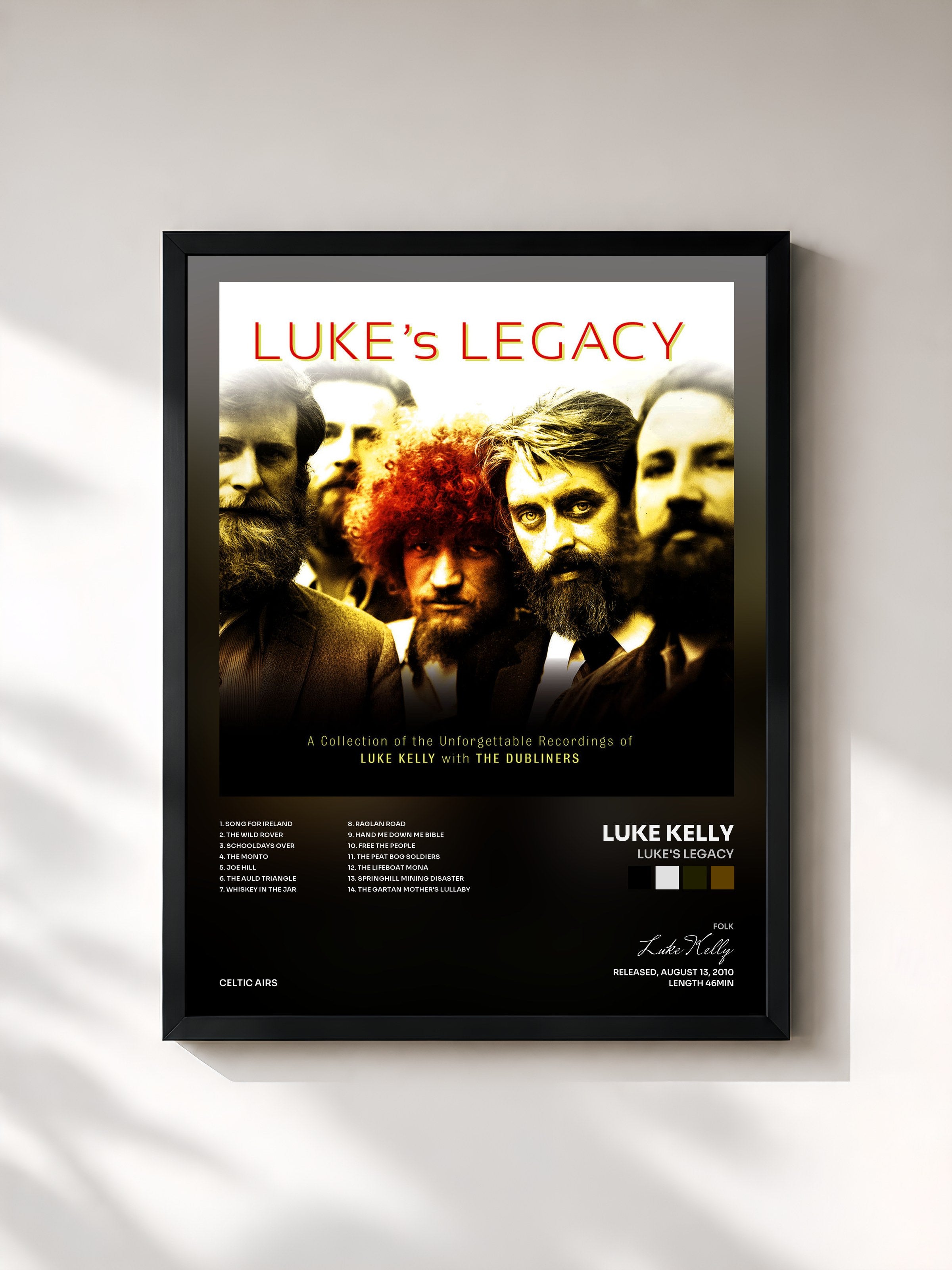 #noir Tableau de l'album Luke's Legacy de Luke Kelly, cadre noir, imprimé et encadré en France