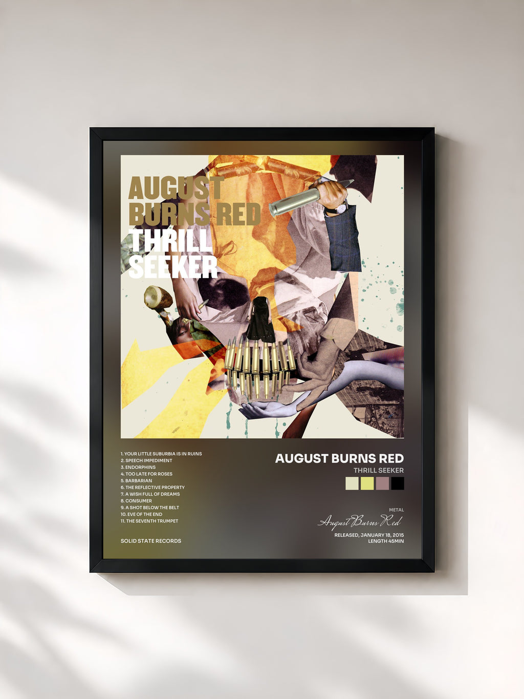#noir Tableau de l'album Thrill Seeker de August Burns Red, cadre noir, imprimé et encadré en France