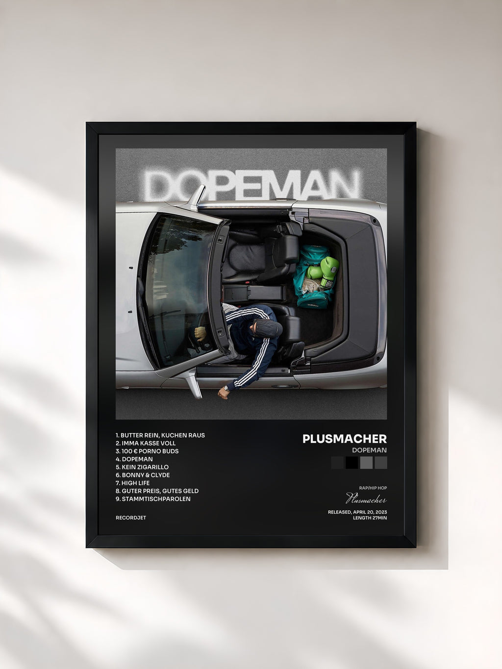 #noir Tableau de l'album Dopeman de Plusmacher, cadre noir, imprimé et encadré en France