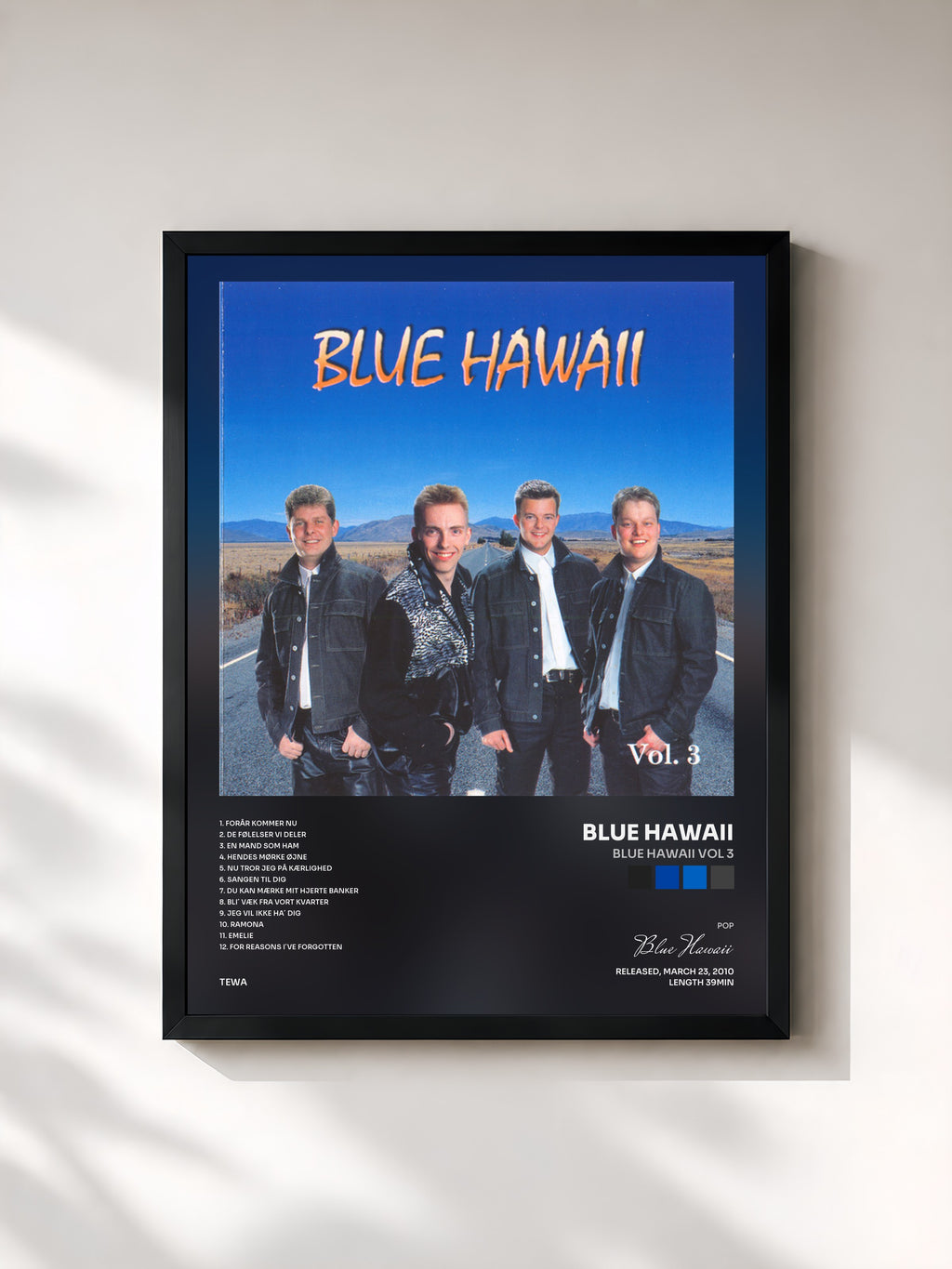 #noir Tableau de l'album Blue Hawaii Vol 3 de Blue Hawaii, cadre noir, imprimé et encadré en France
