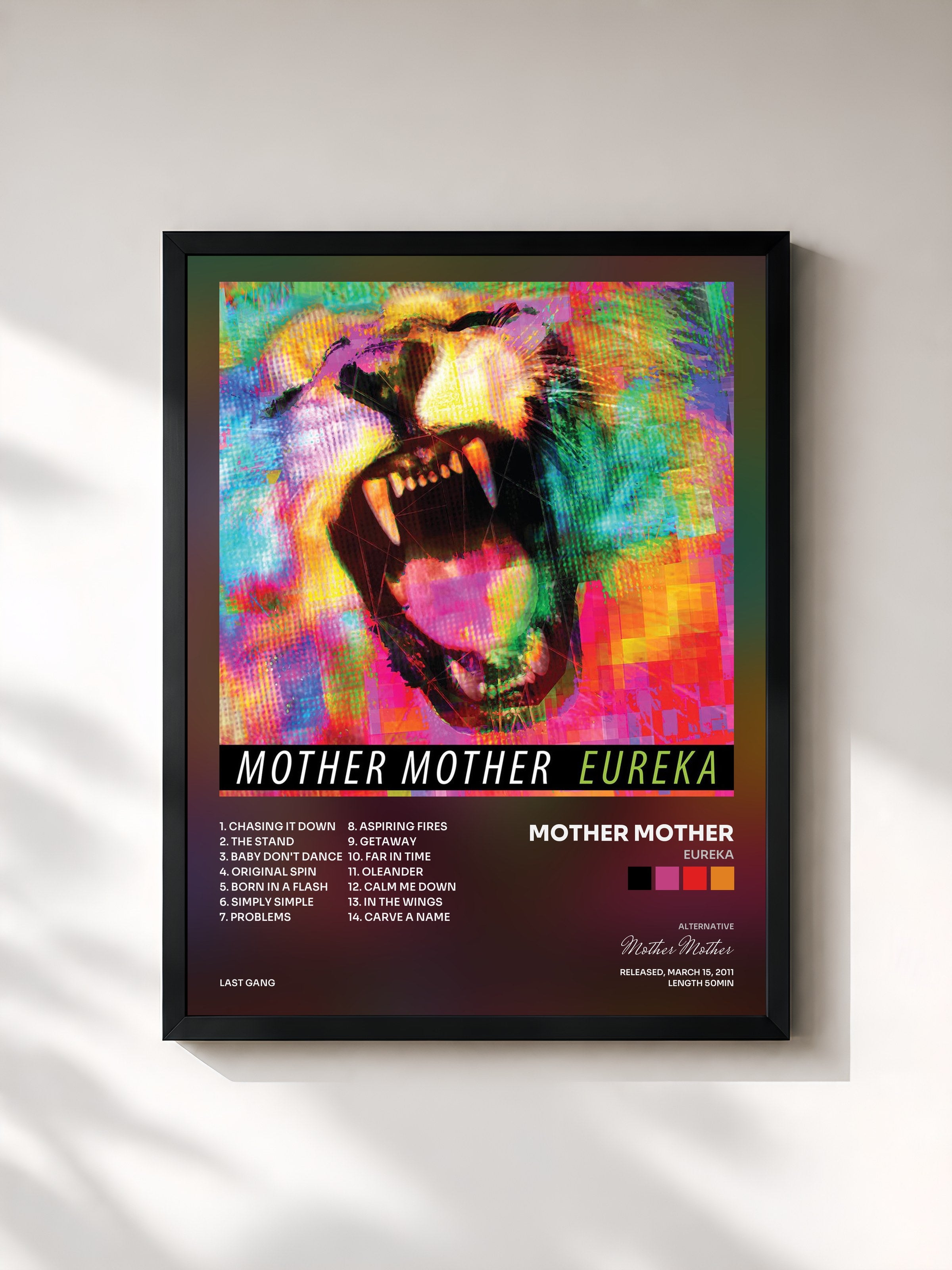 #noir Tableau de l'album Eureka de Mother Mother, cadre noir, imprimé et encadré en France