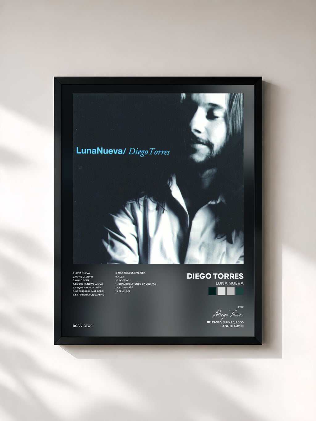 #noir Tableau de l'album Luna Nueva de Diego Torres, cadre noir, imprimé et encadré en France