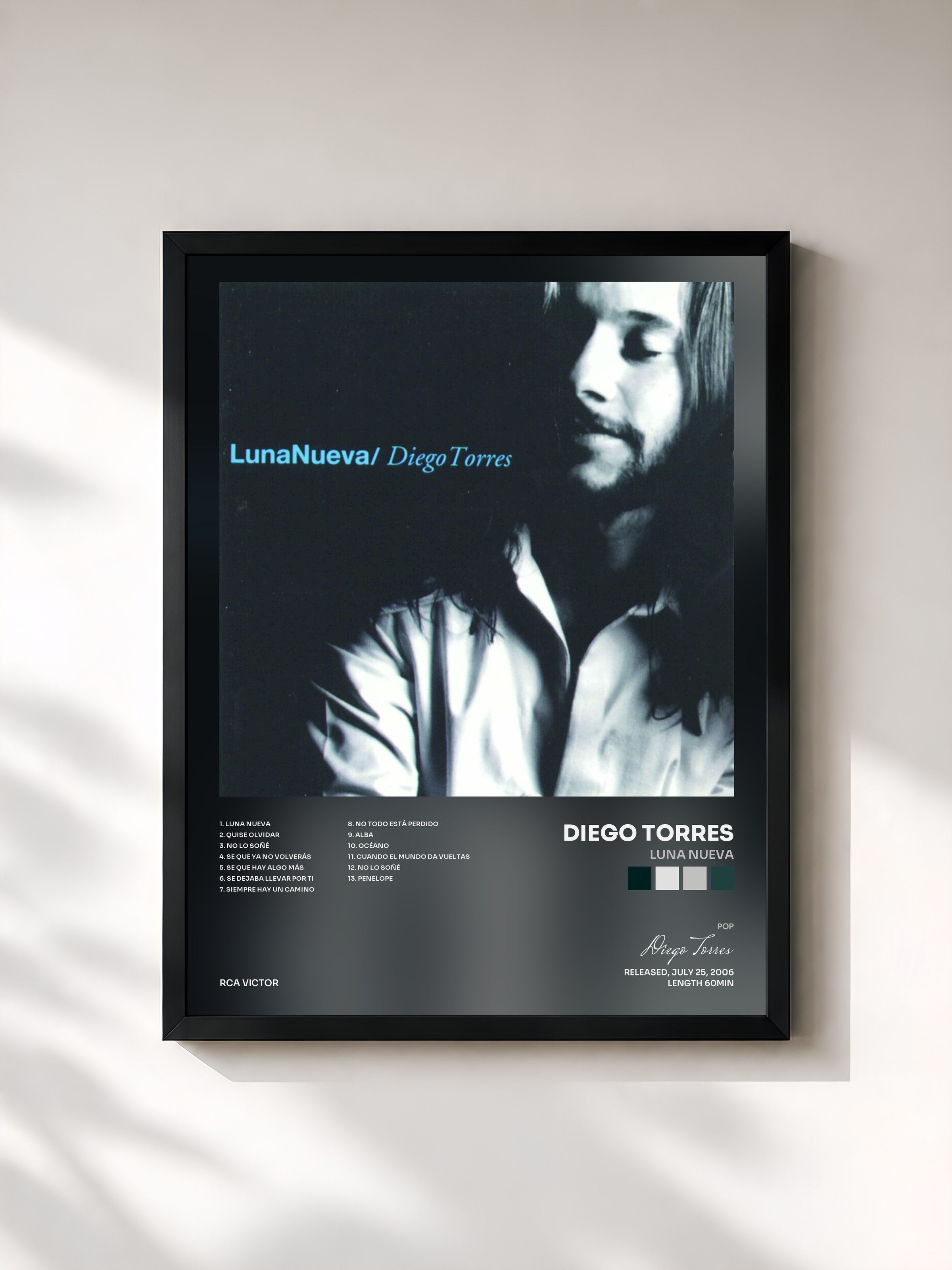 #noir Tableau de l'album Luna Nueva de Diego Torres, cadre noir, imprimé et encadré en France