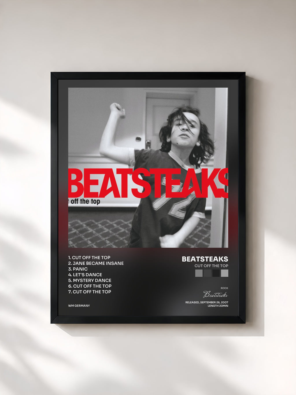 #noir Tableau de l'album Cut off the Top de Beatsteaks, cadre noir, imprimé et encadré en France