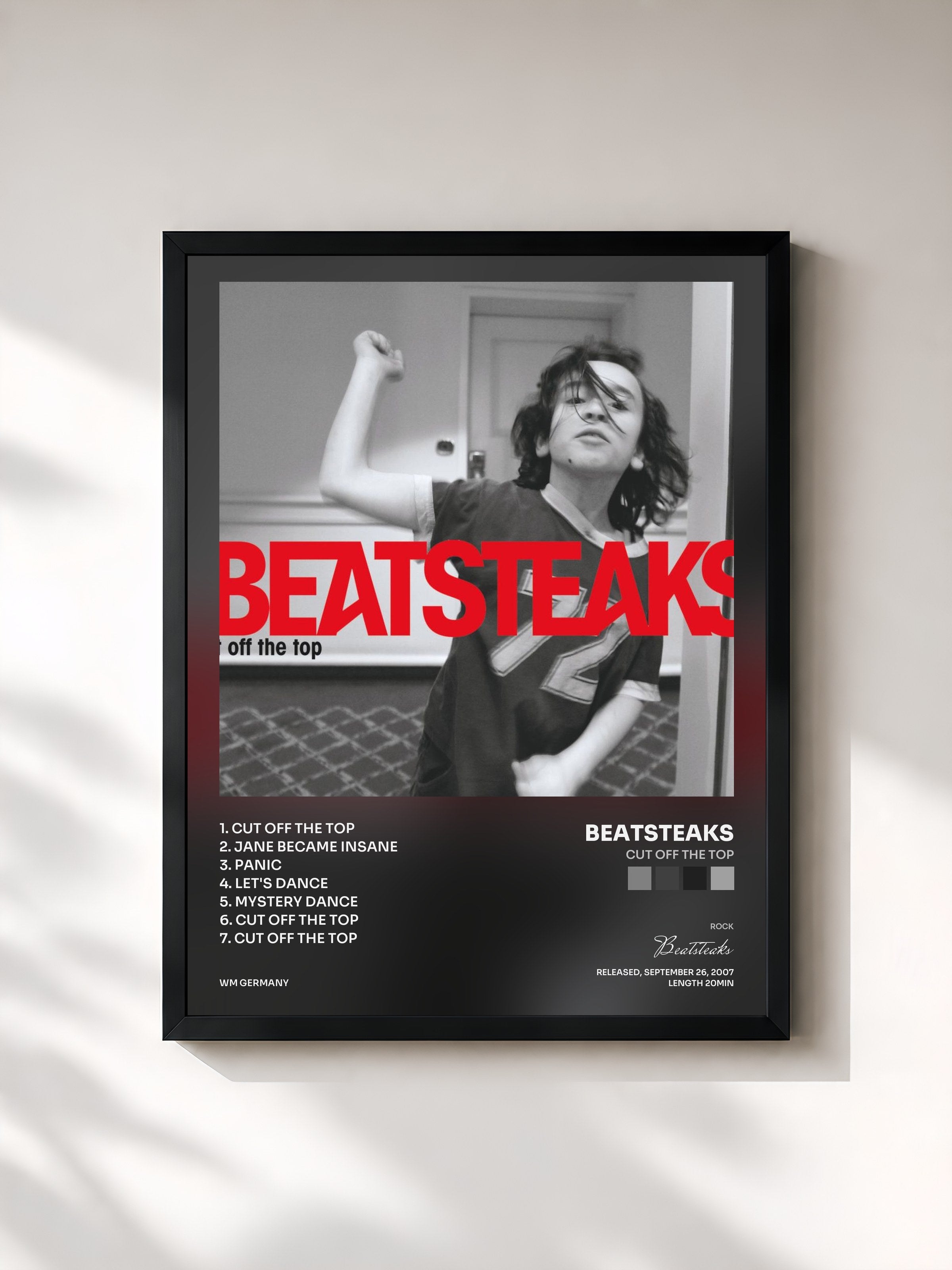 #noir Tableau de l'album Cut off the Top de Beatsteaks, cadre noir, imprimé et encadré en France