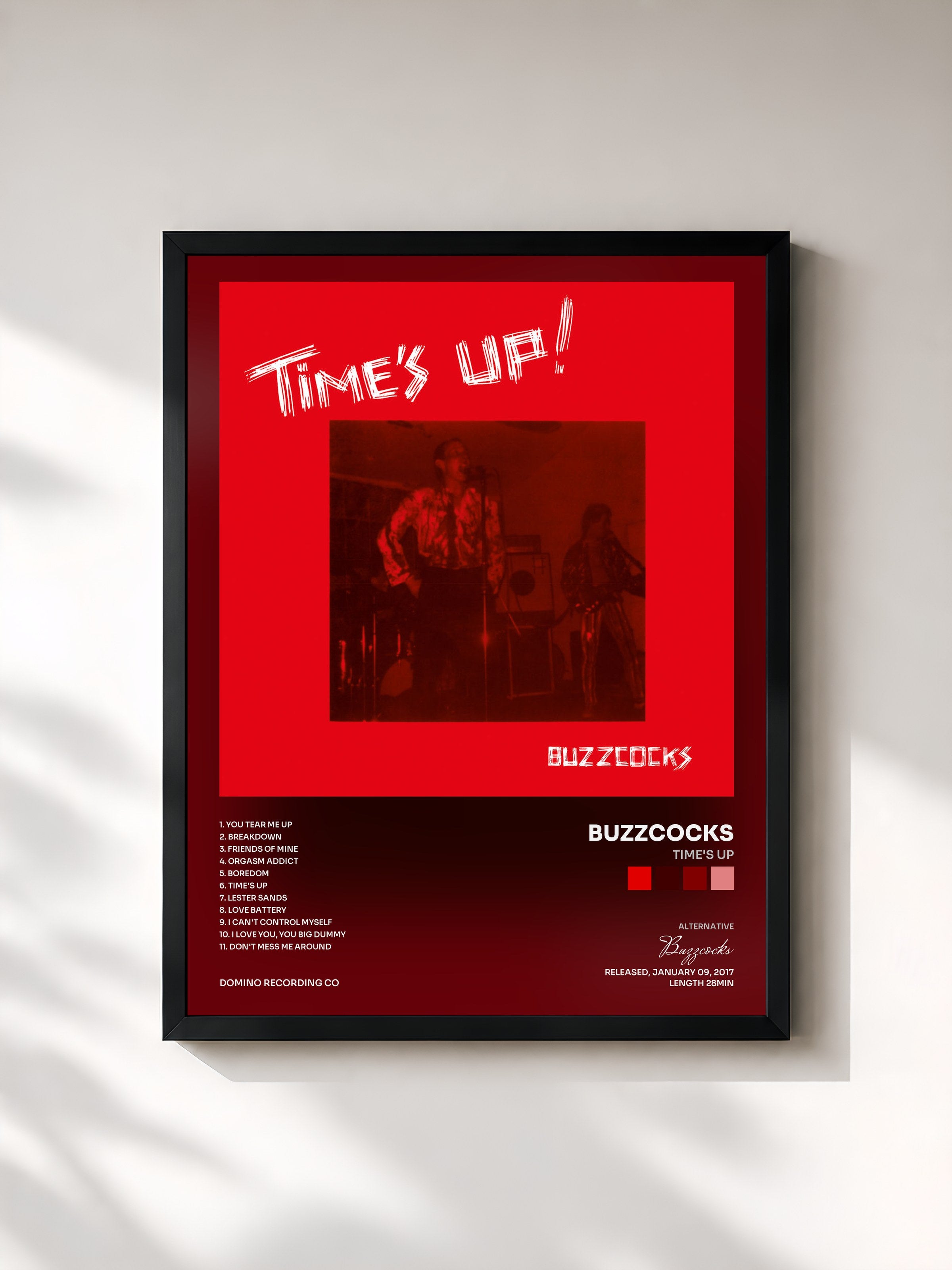#noir Tableau de l'album Time's Up de Buzzcocks, cadre noir, imprimé et encadré en France