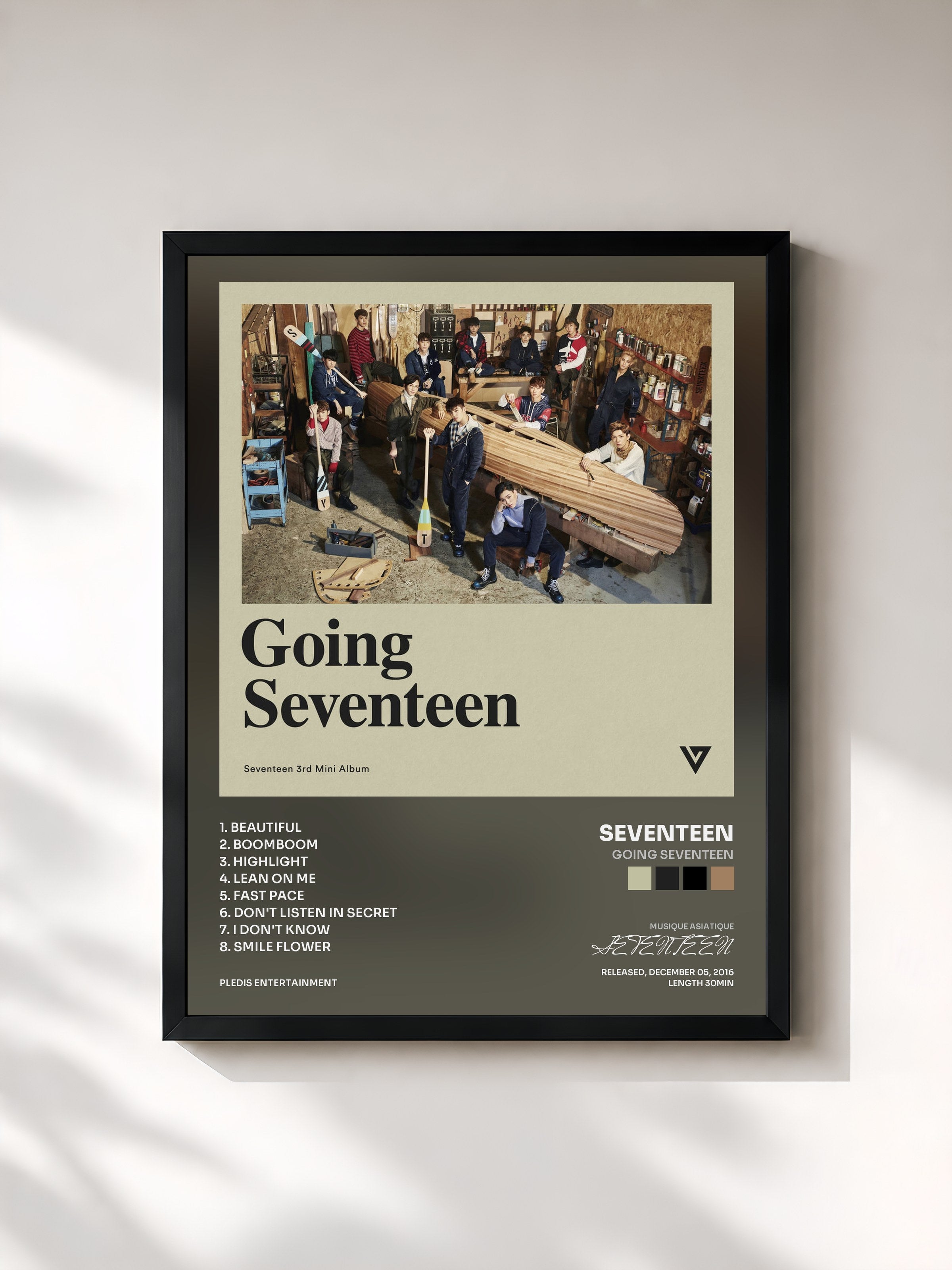 #noir Tableau de l'album Going Seventeen de SEVENTEEN, cadre noir, imprimé et encadré en France