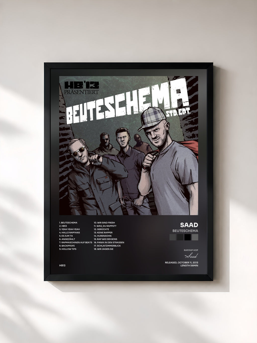 #noir Tableau de l'album Beuteschema de Saad, cadre noir, imprimé et encadré en France
