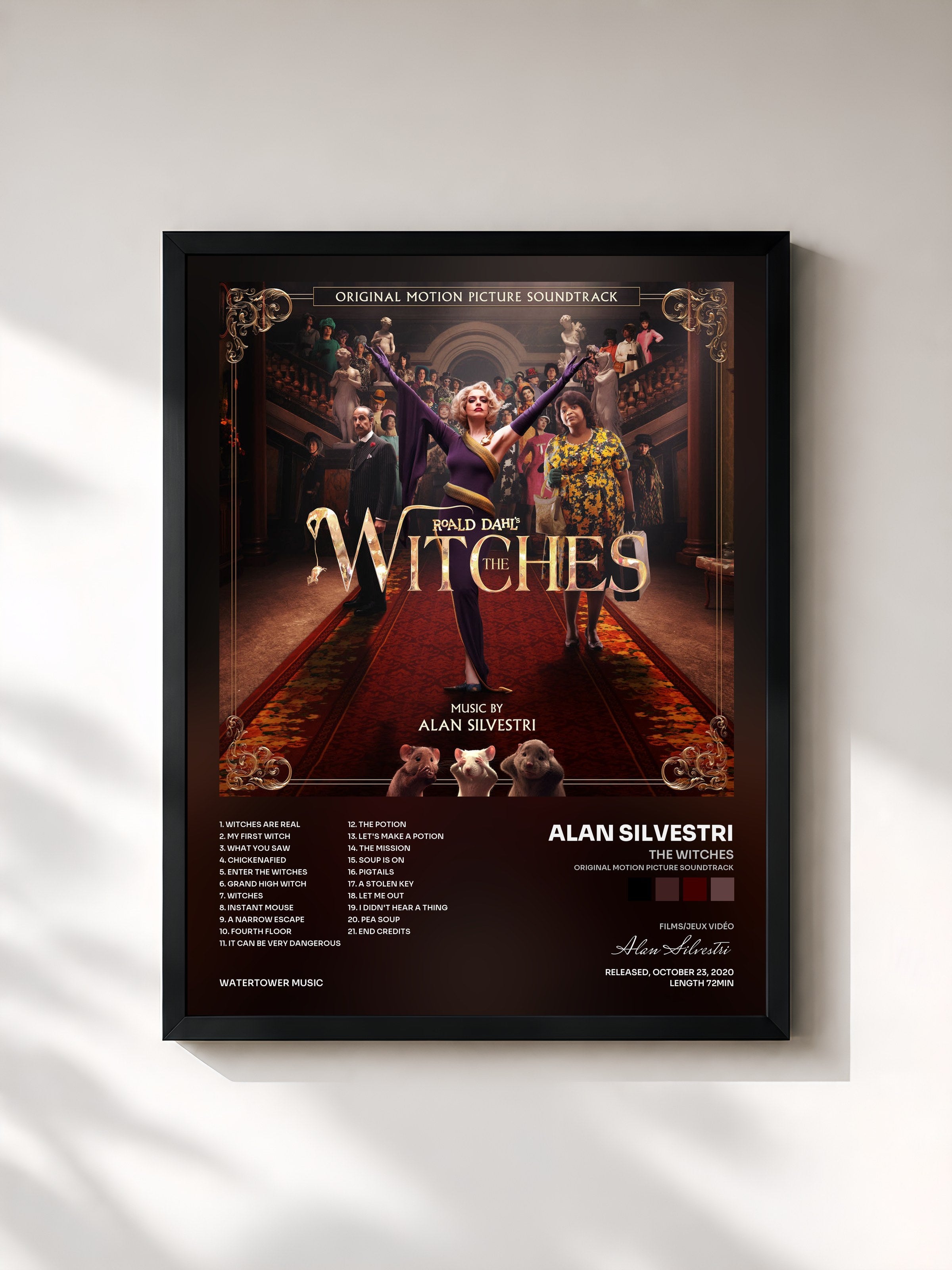 #noir Tableau de l'album The Witches (Original Motion Picture Soundtrack) de Alan Silvestri, cadre noir, imprimé et encadré en France