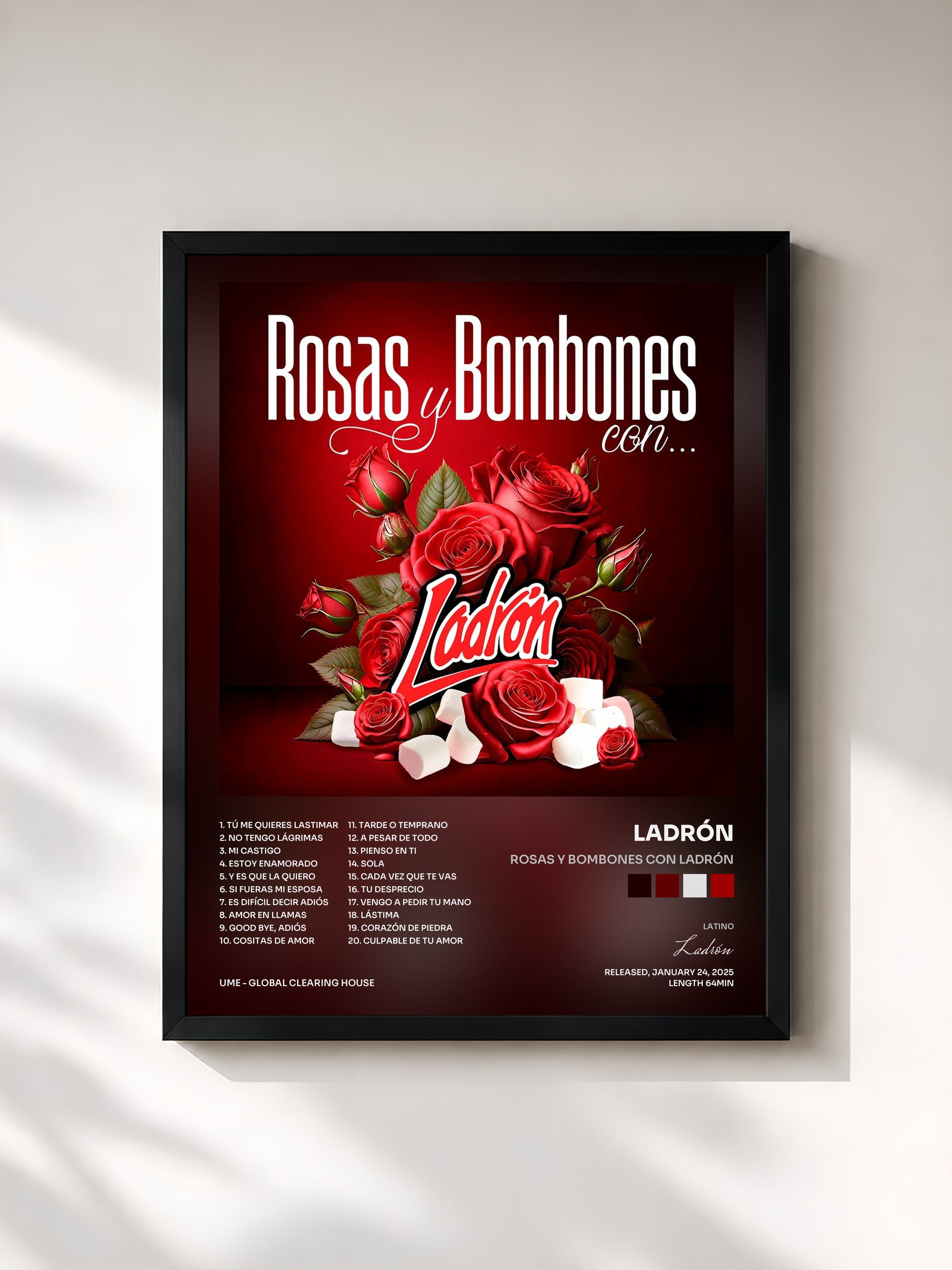#noir Tableau de l'album Rosas Y Bombones Con Ladrón de Ladrón, cadre noir, imprimé et encadré en France