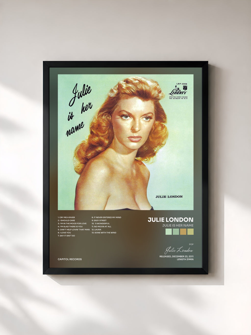 #noir Julie Is Her Name di Julie London in stampa incorniciata, cornice nera, stampata e incorniciata in Francia
