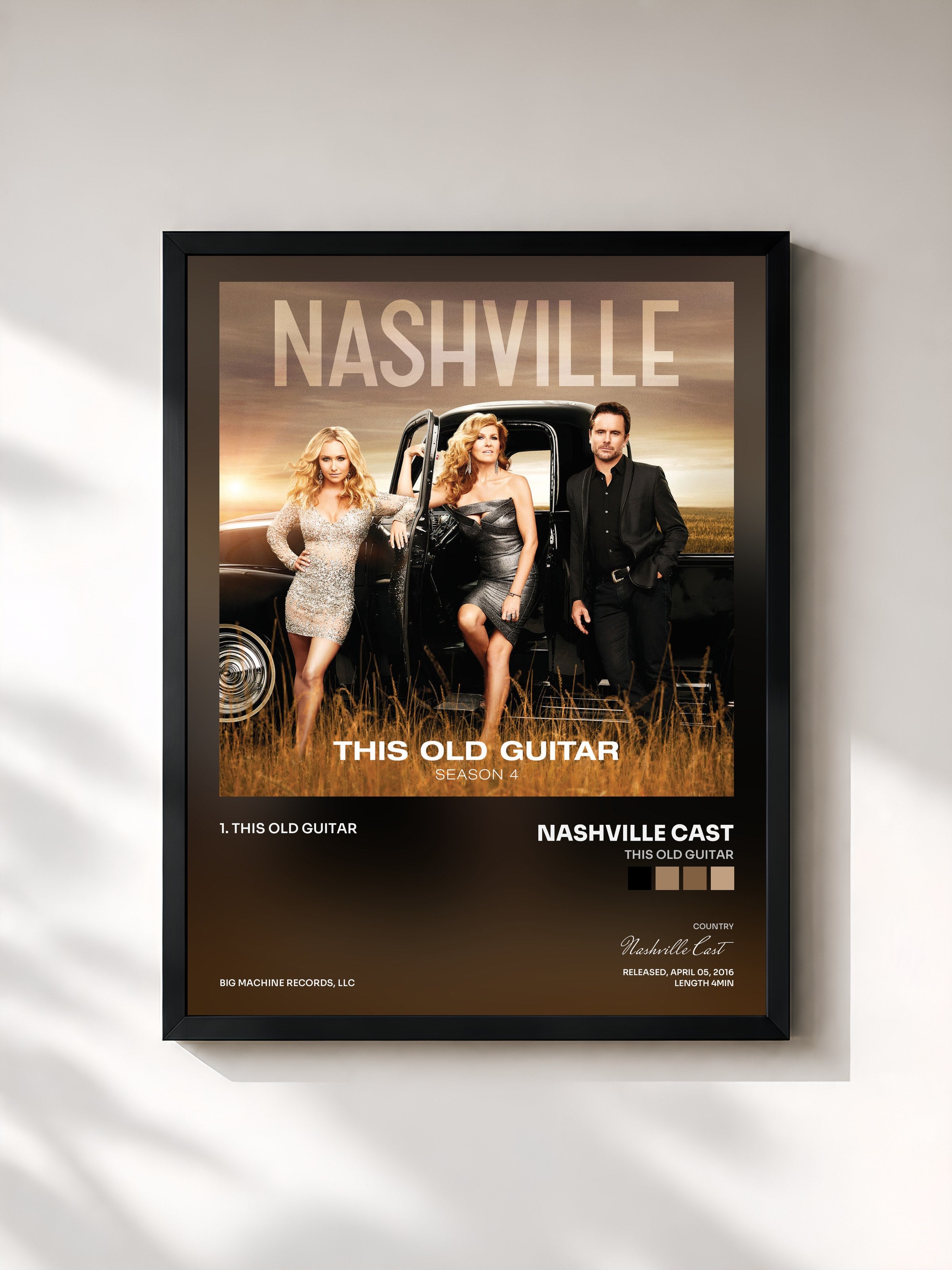 #noir Tableau de l'album This Old Guitar de Nashville Cast, cadre noir, imprimé et encadré en France