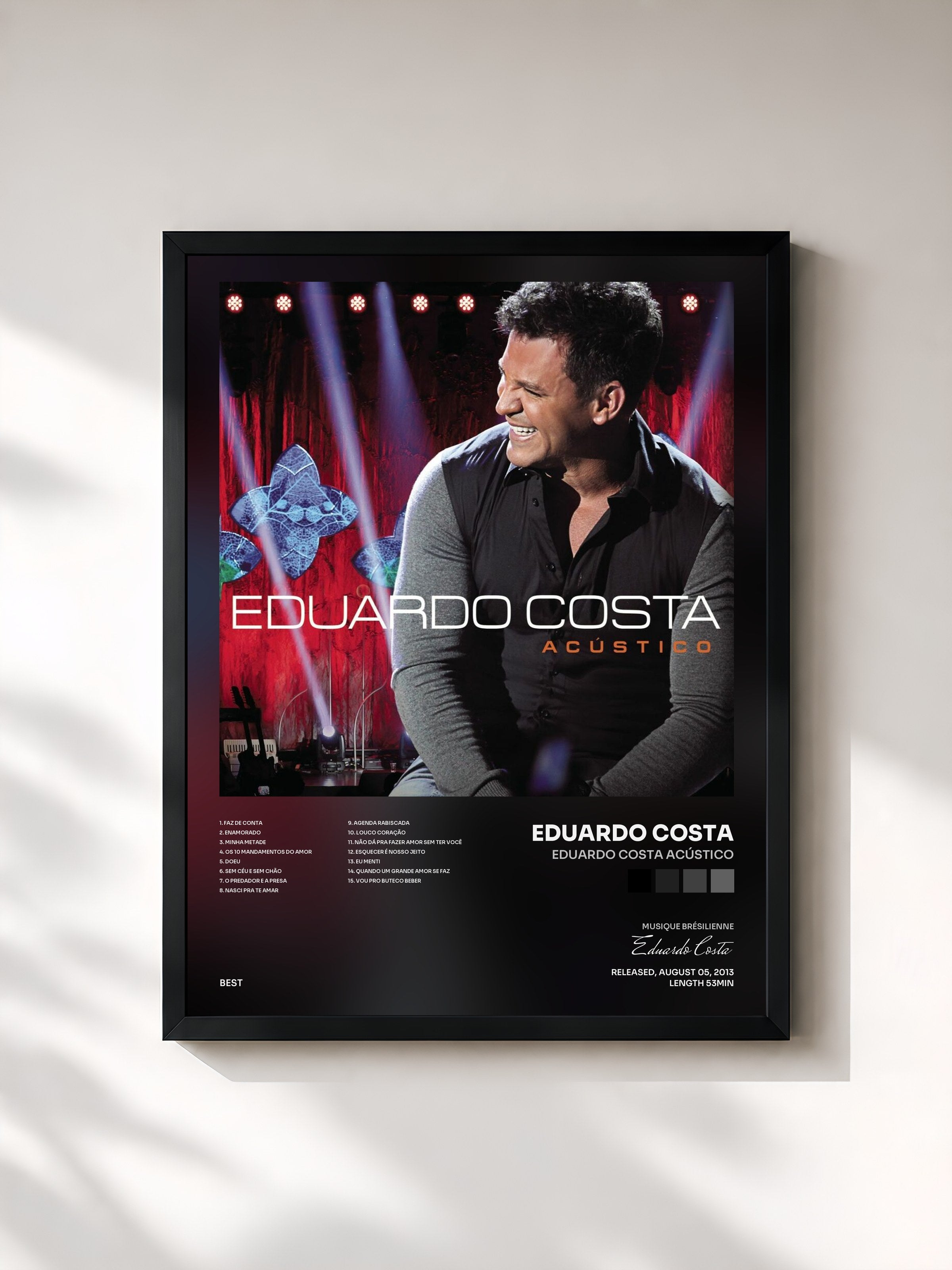 #noir Tableau de l'album Eduardo Costa Acústico de Eduardo Costa, cadre noir, imprimé et encadré en France