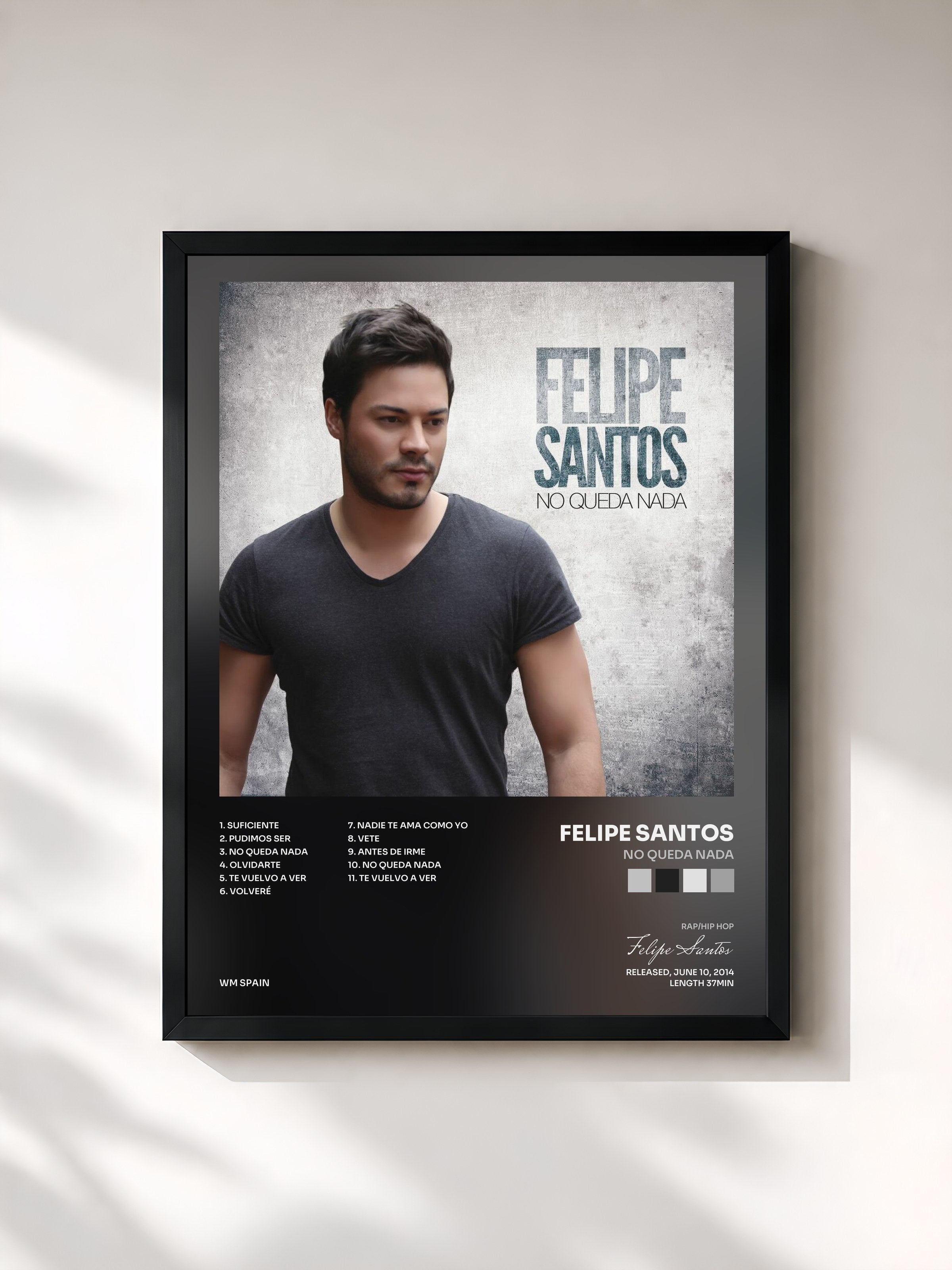 #noir Tableau de l'album No queda nada de Felipe Santos, cadre noir, imprimé et encadré en France